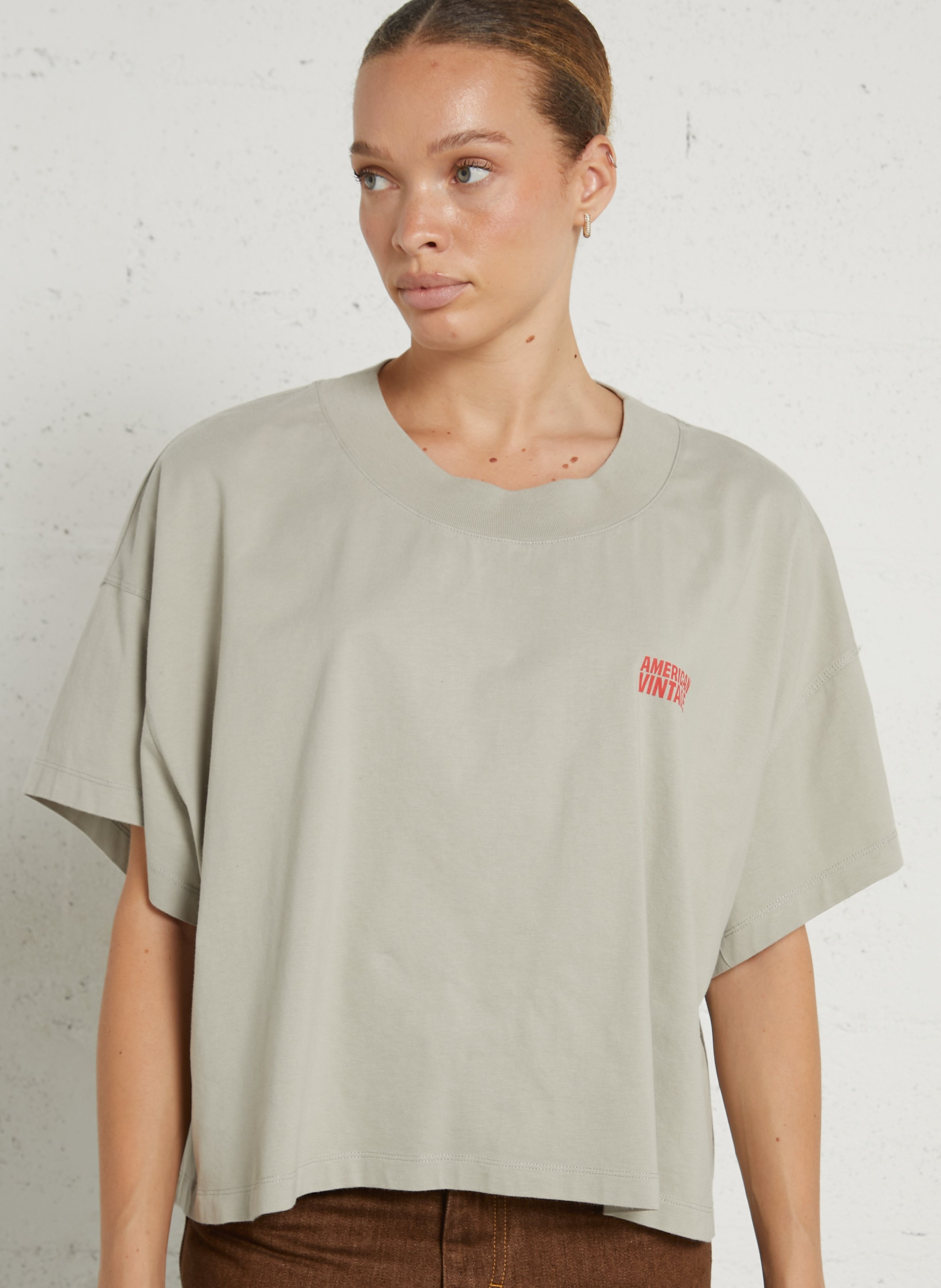 Oversized, katoenen T-shirt met ronde hals AMERICAN VINTAGE