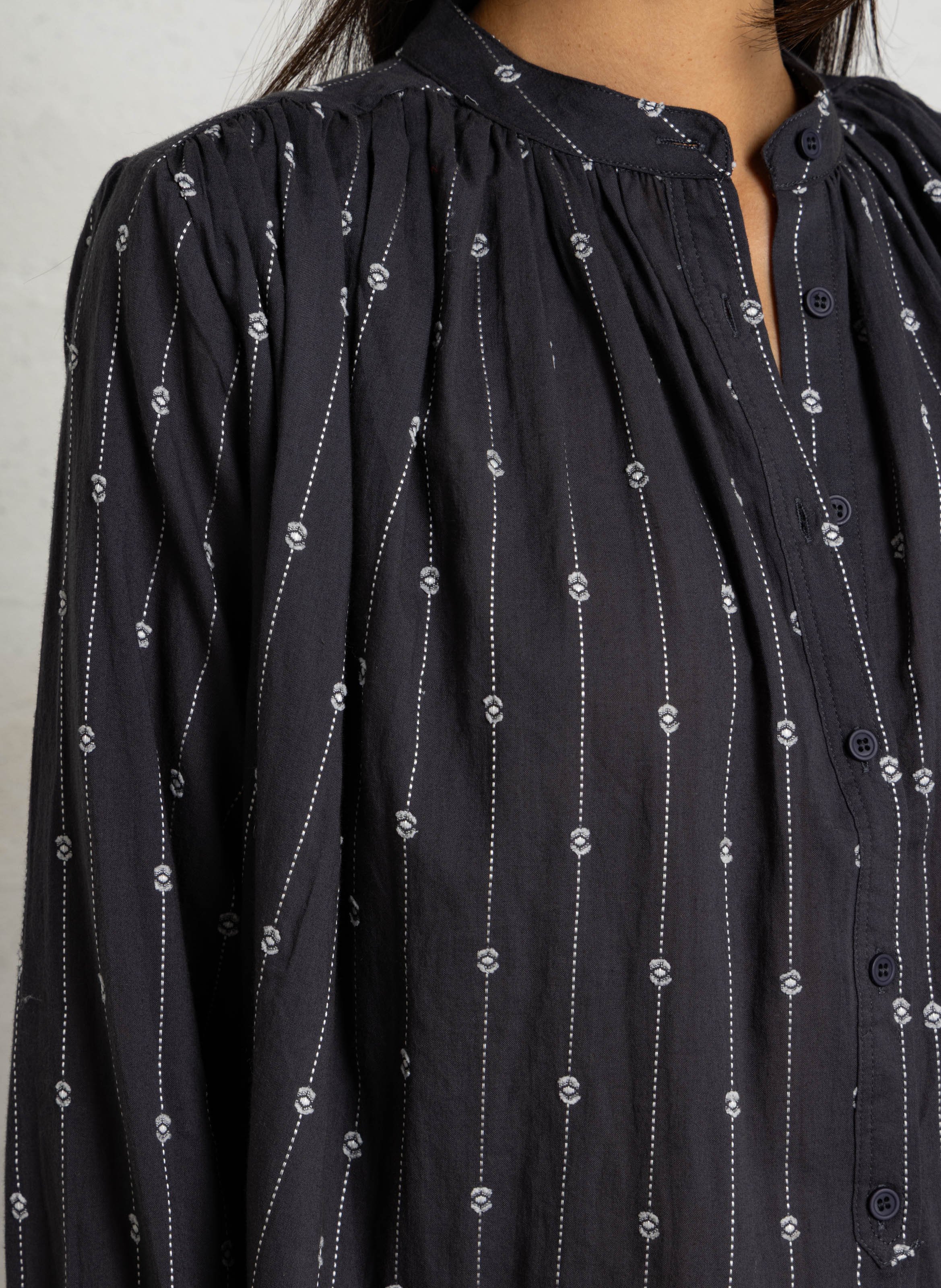 Chemise col rond en coton SEE U SOON Argent