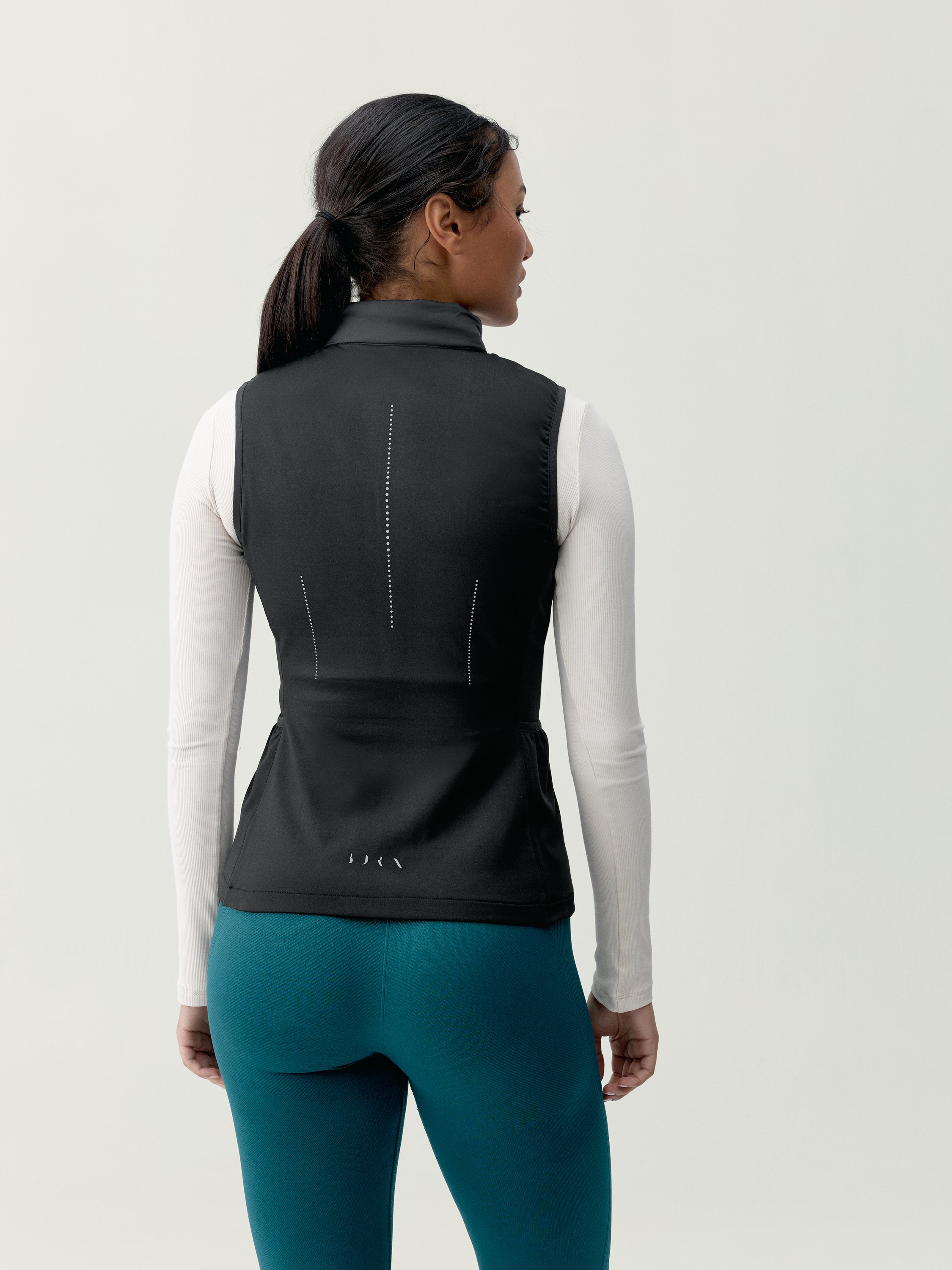 Women's sporty sleeveless puffer vest with soft touch and pockets BORN Black