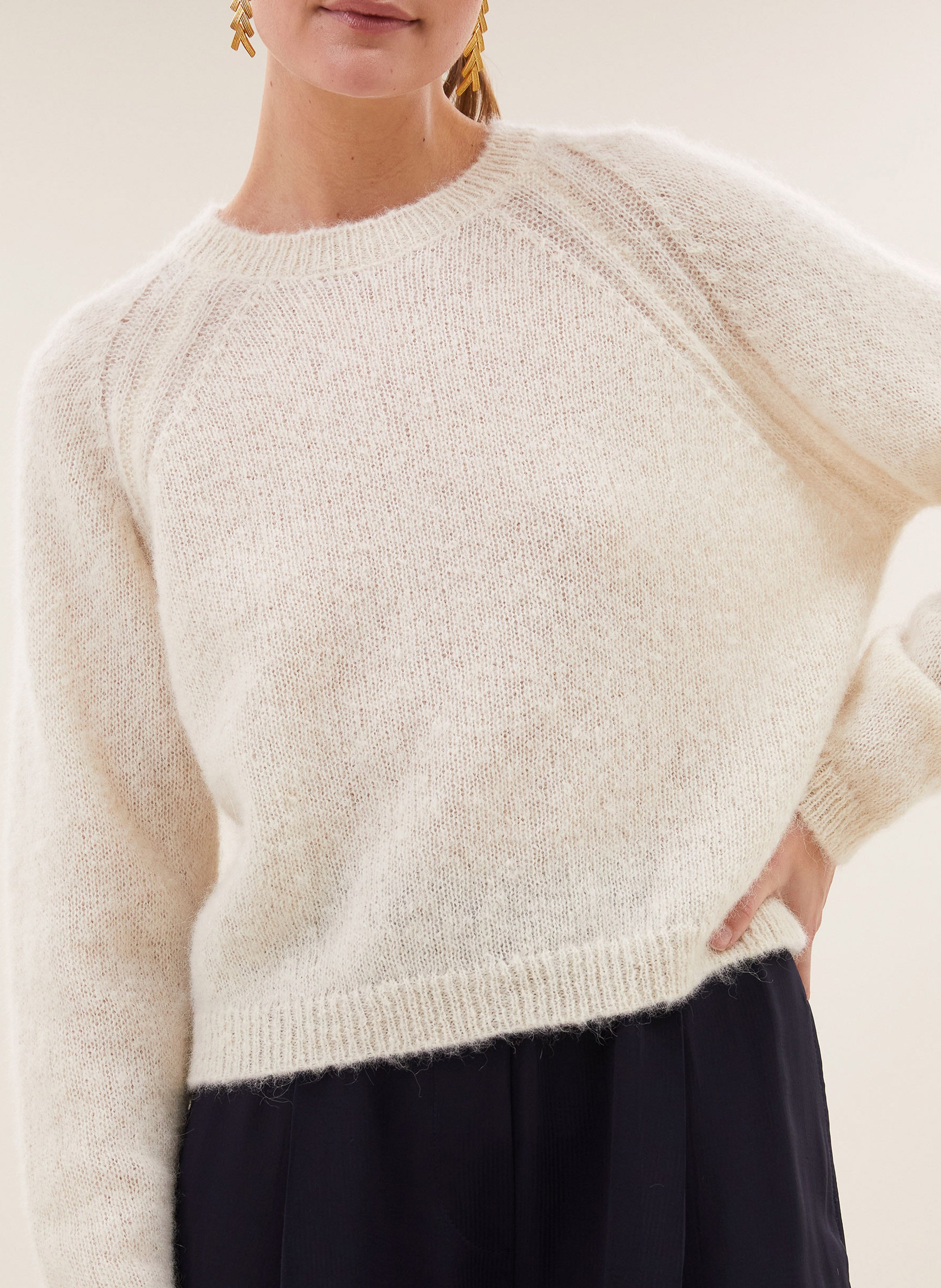 Pull oversize en laine mélangée BY BAR Blanc
