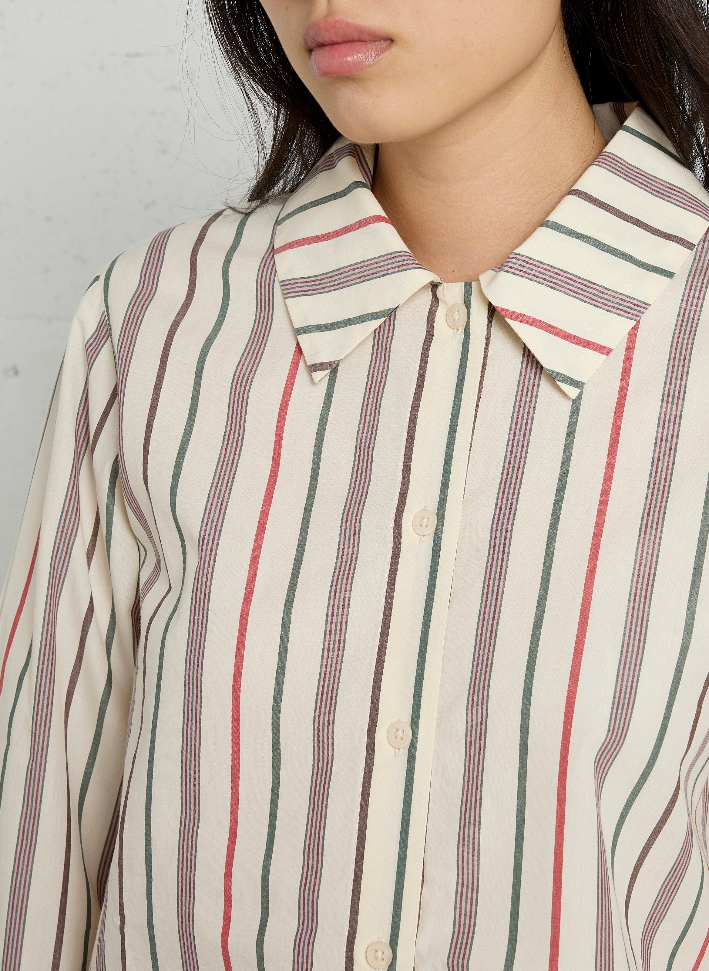 Relaxed-fit classic-collar shirt in striped organic cotton THINKING MU Multicolored