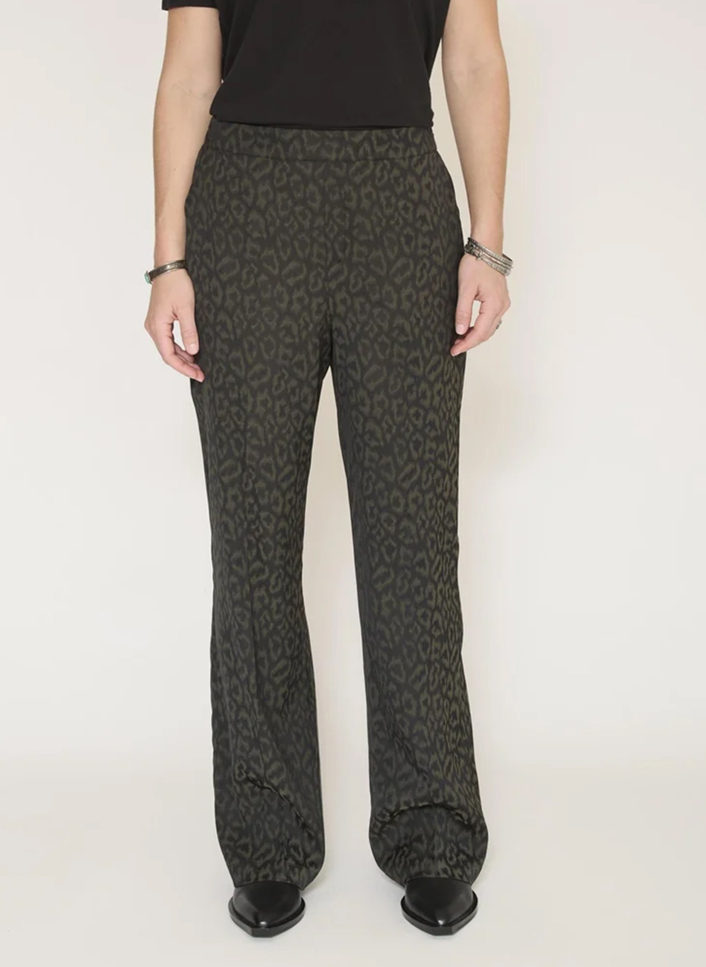 Gerade geschnittene Hose mit Animal-Print MKT Schwarz