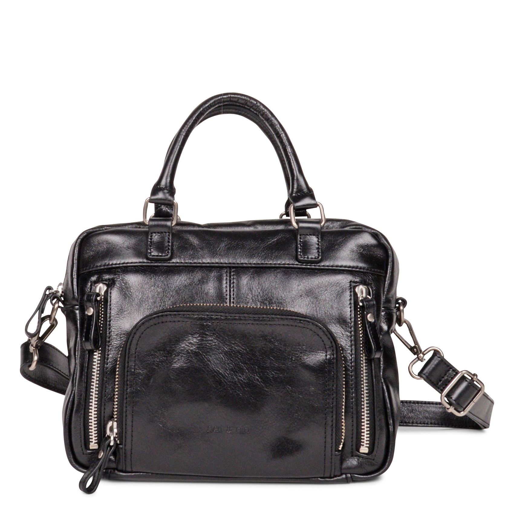 Handtas met meerdere zakken van leer MACY Noir glace