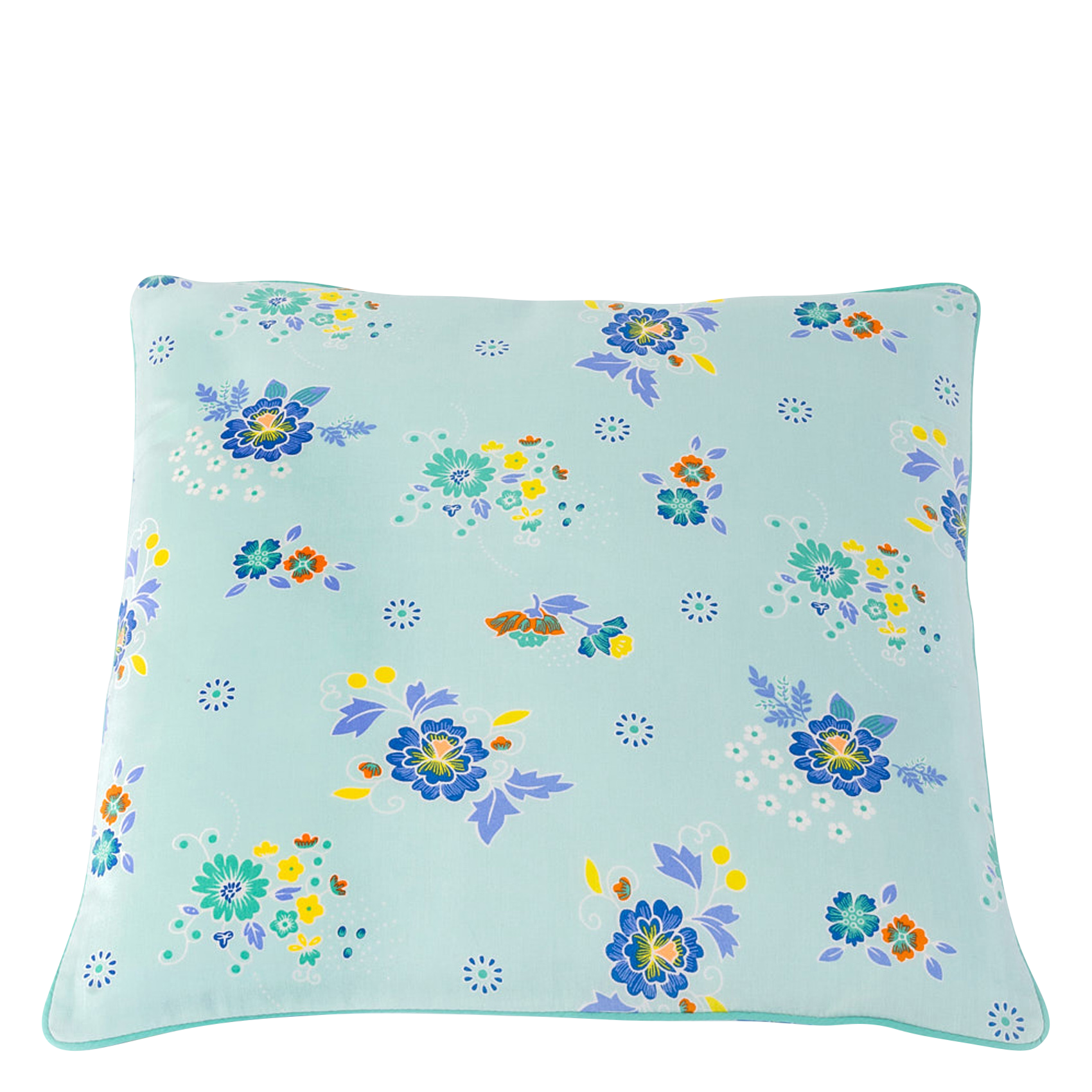 Coussin 45x45 cm imprimé fleuri en coton  PETIT PAN Bleu