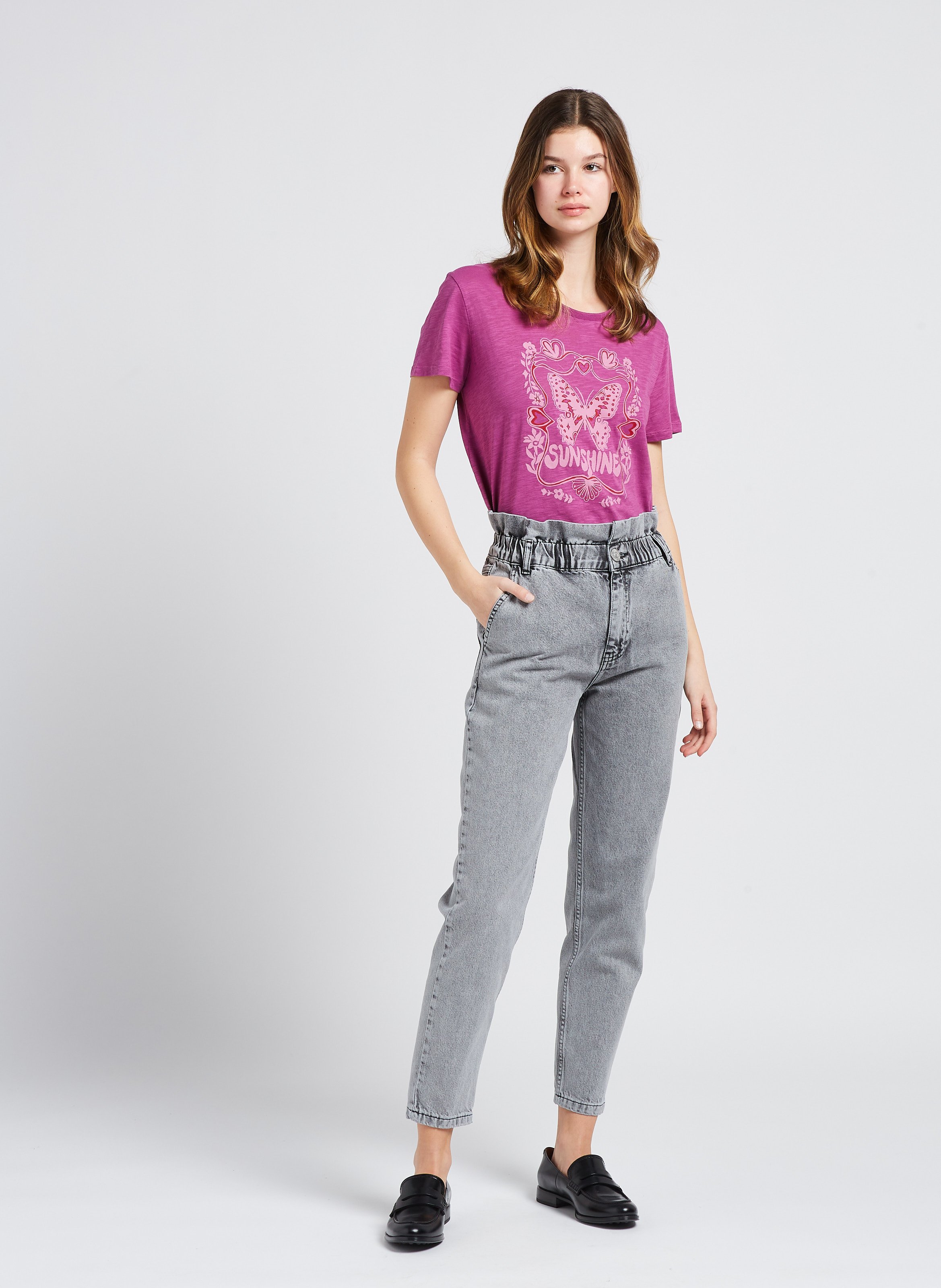 Faded slim-fit jeans GRACE ET MILA Grey