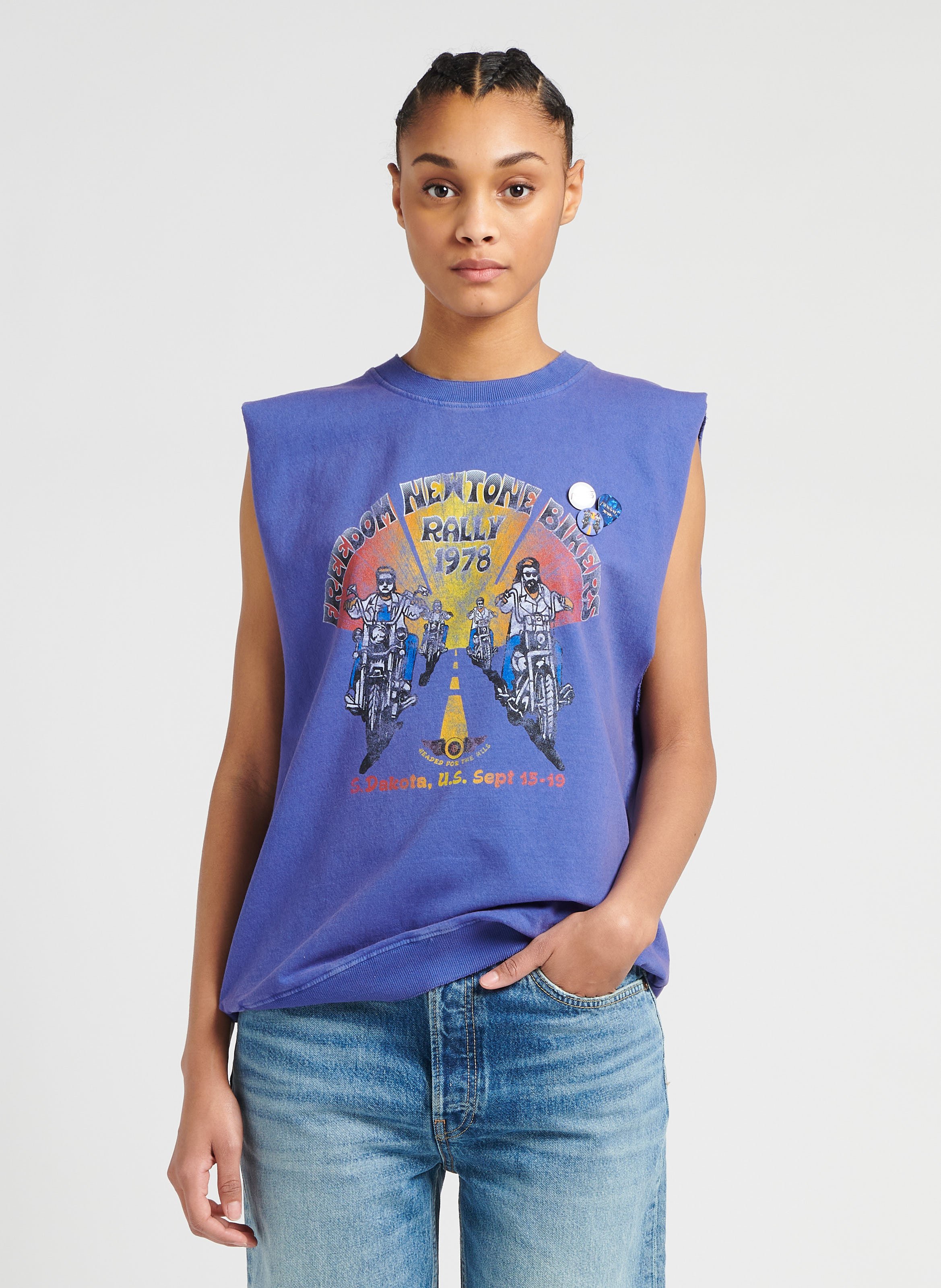 Screen-printed Cotton-blend Sweatshirt Flo Blue Newtone - Women | Place des  Tendances