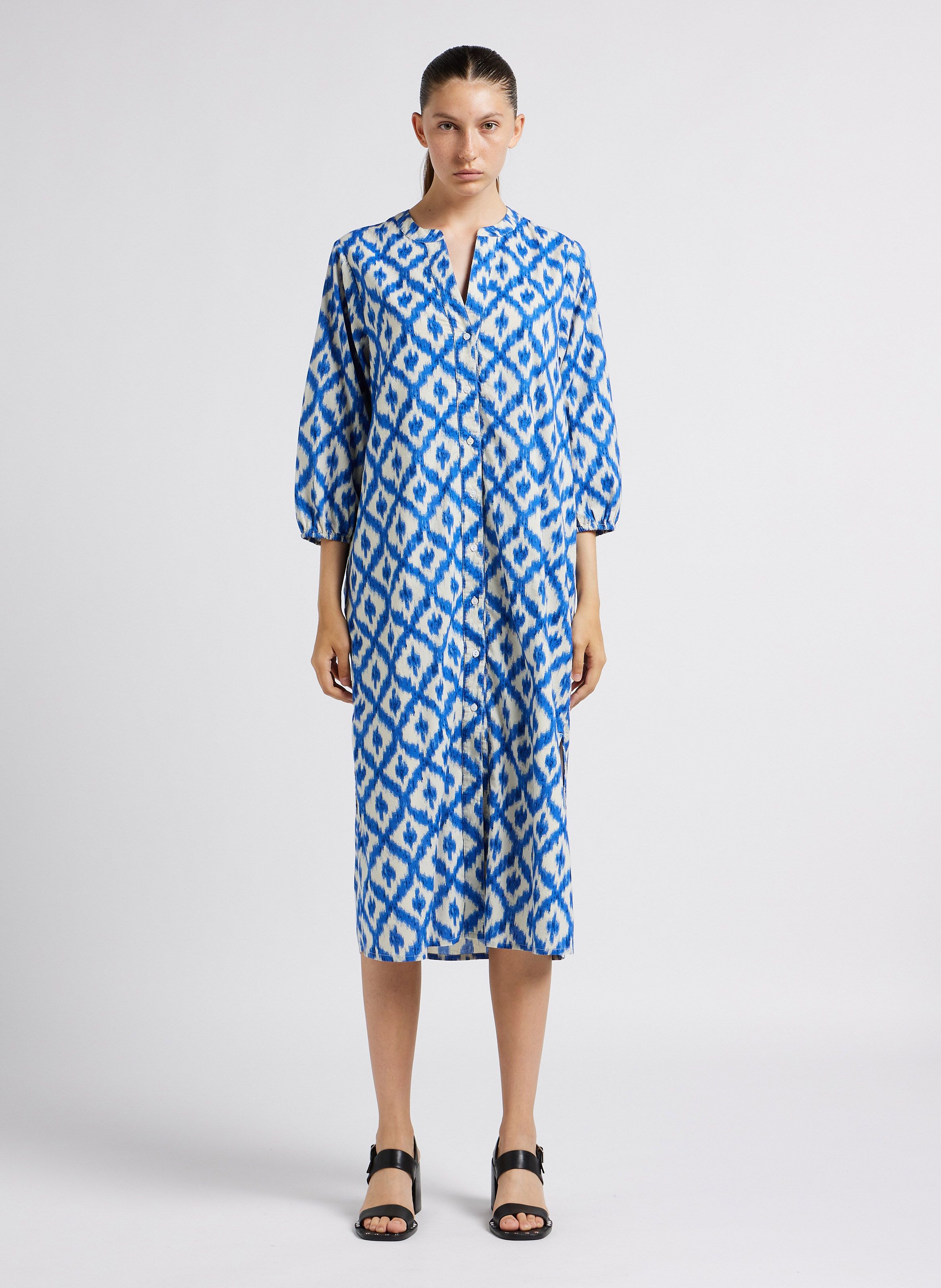 Robe Courte Imprim e En Coton Charlotte Bleu Roi Maison 123