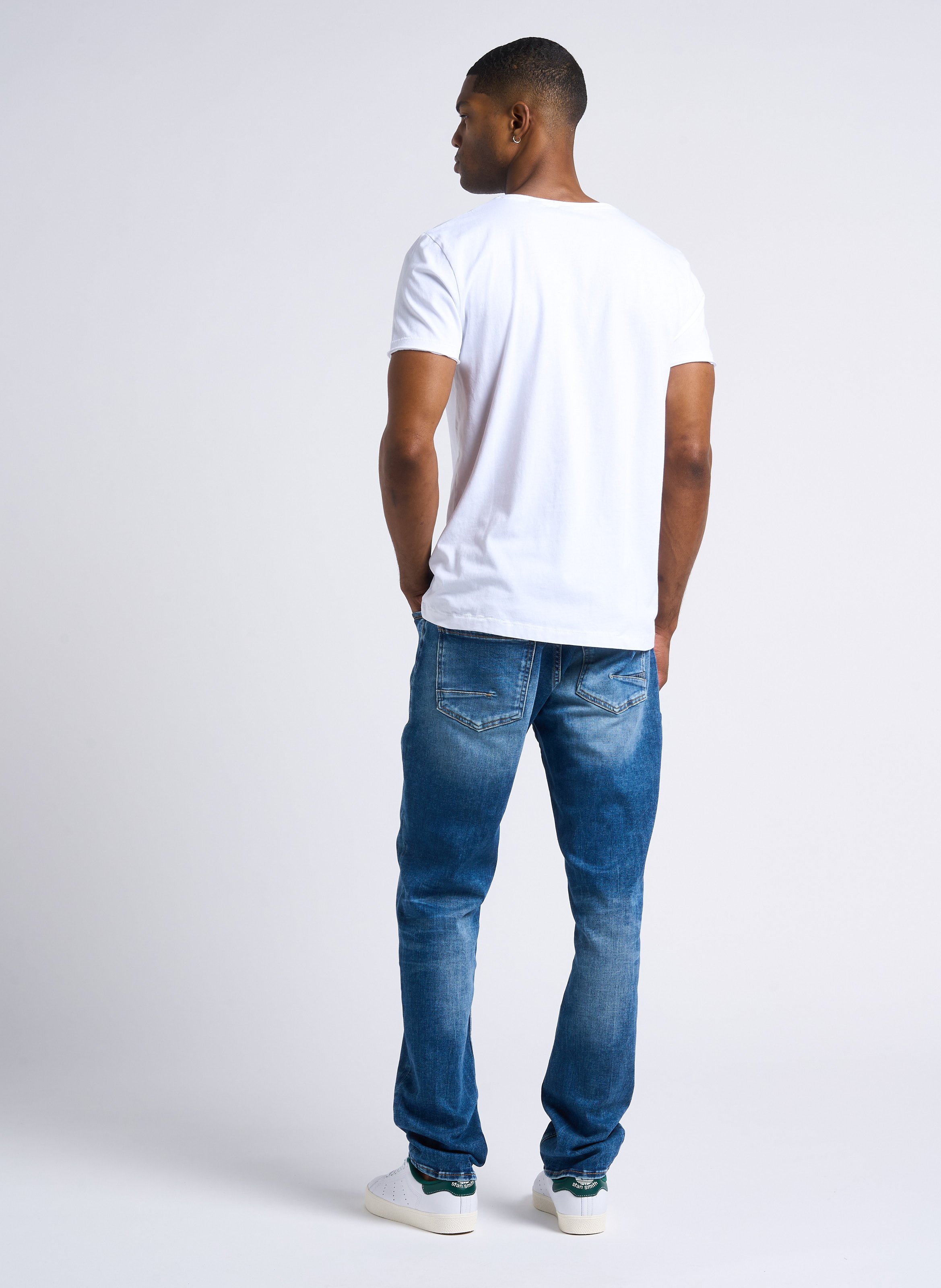 T-shirt dritta con scollo a V arrotolata in cotone LE TEMPS DES CERISES Bianco