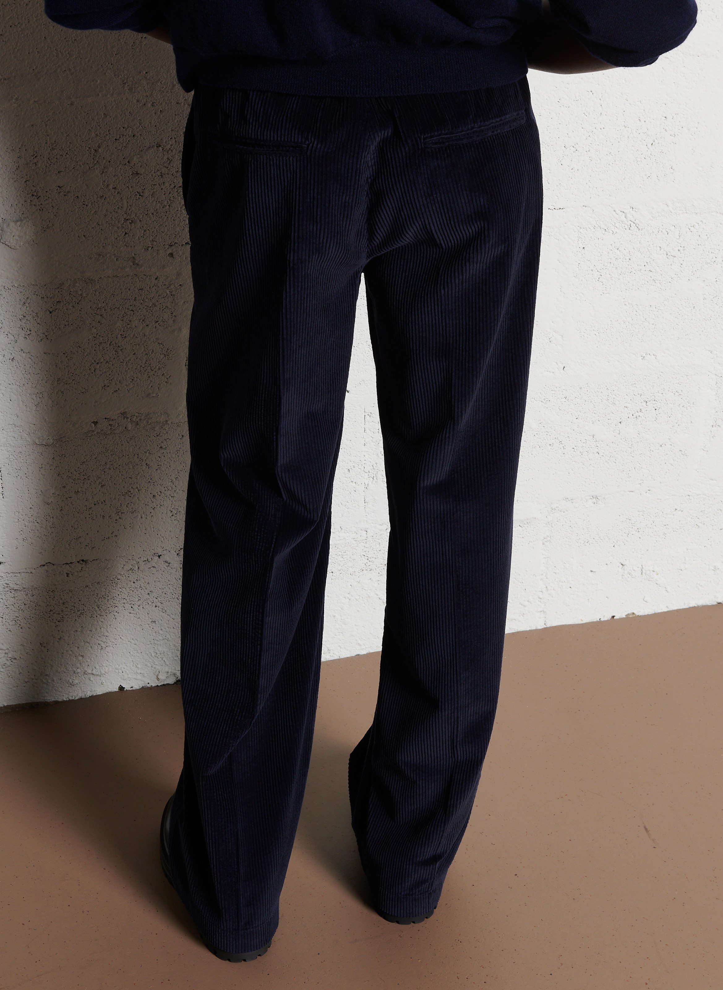 Pantalon droit en velours de coton POMANDERE Bleu