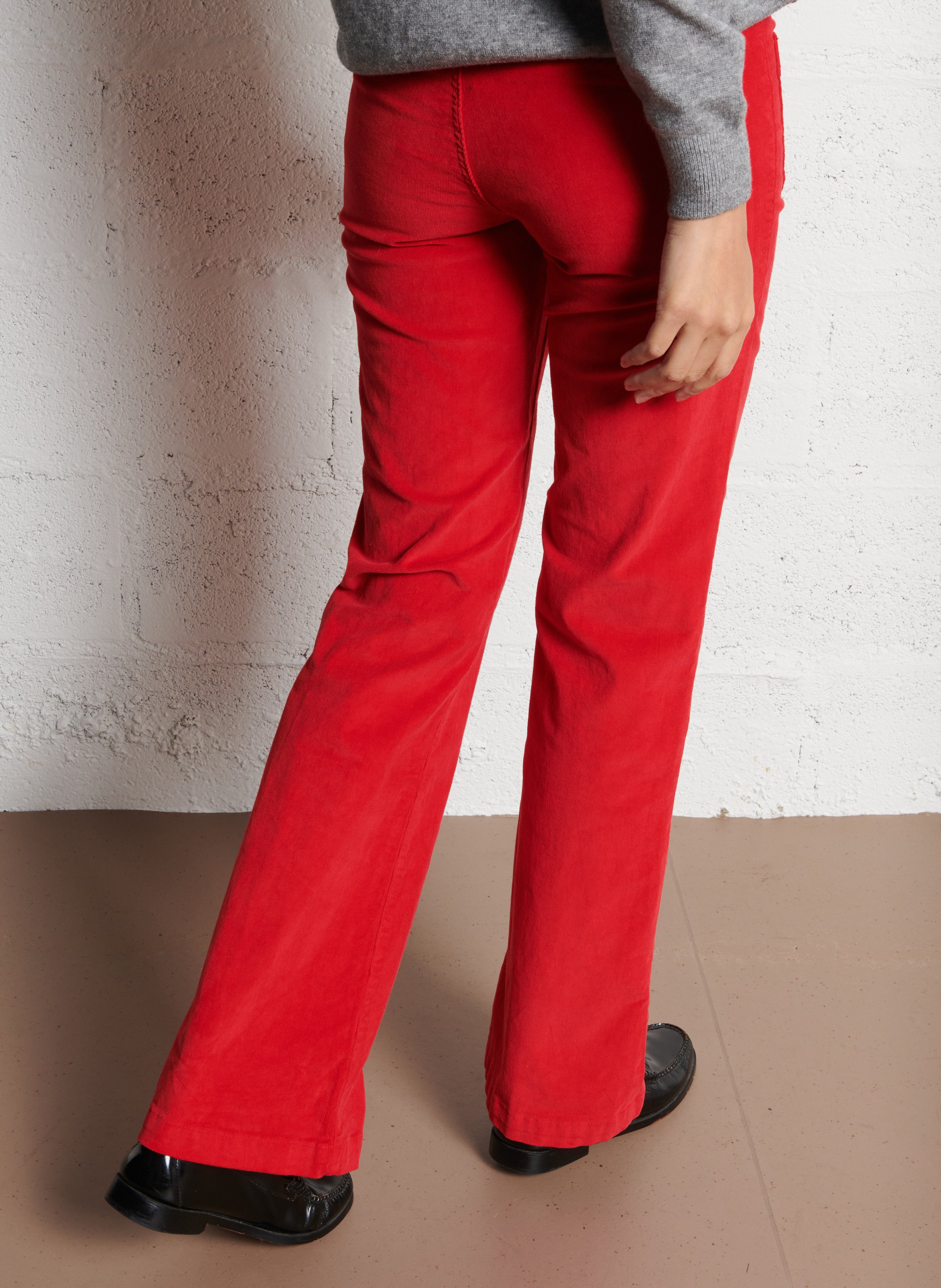 Straight ribbed cotton-blend pants LA PETITE ETOILE Red