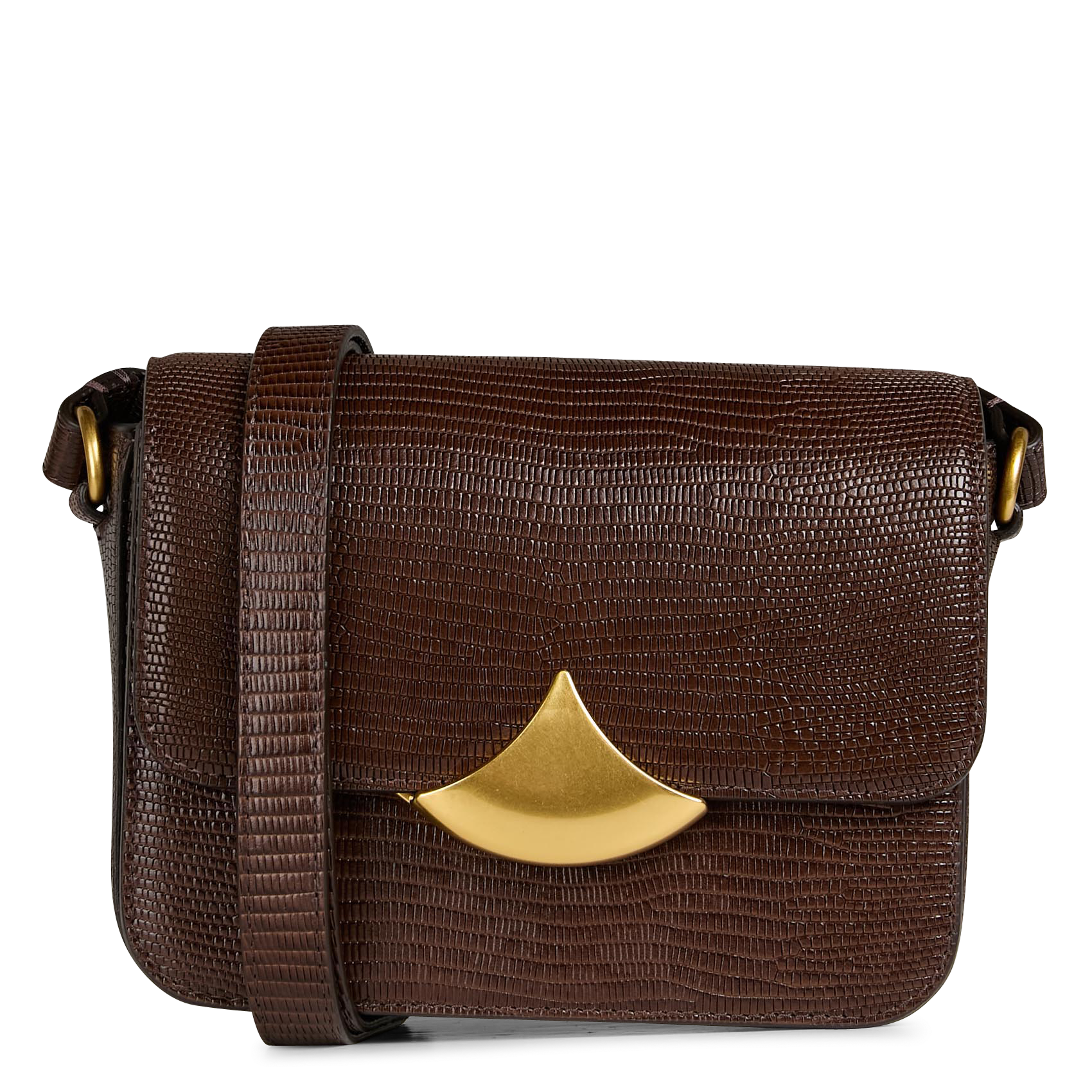 Sac bandoulière en cuir effet crocodile SESSUN Marron