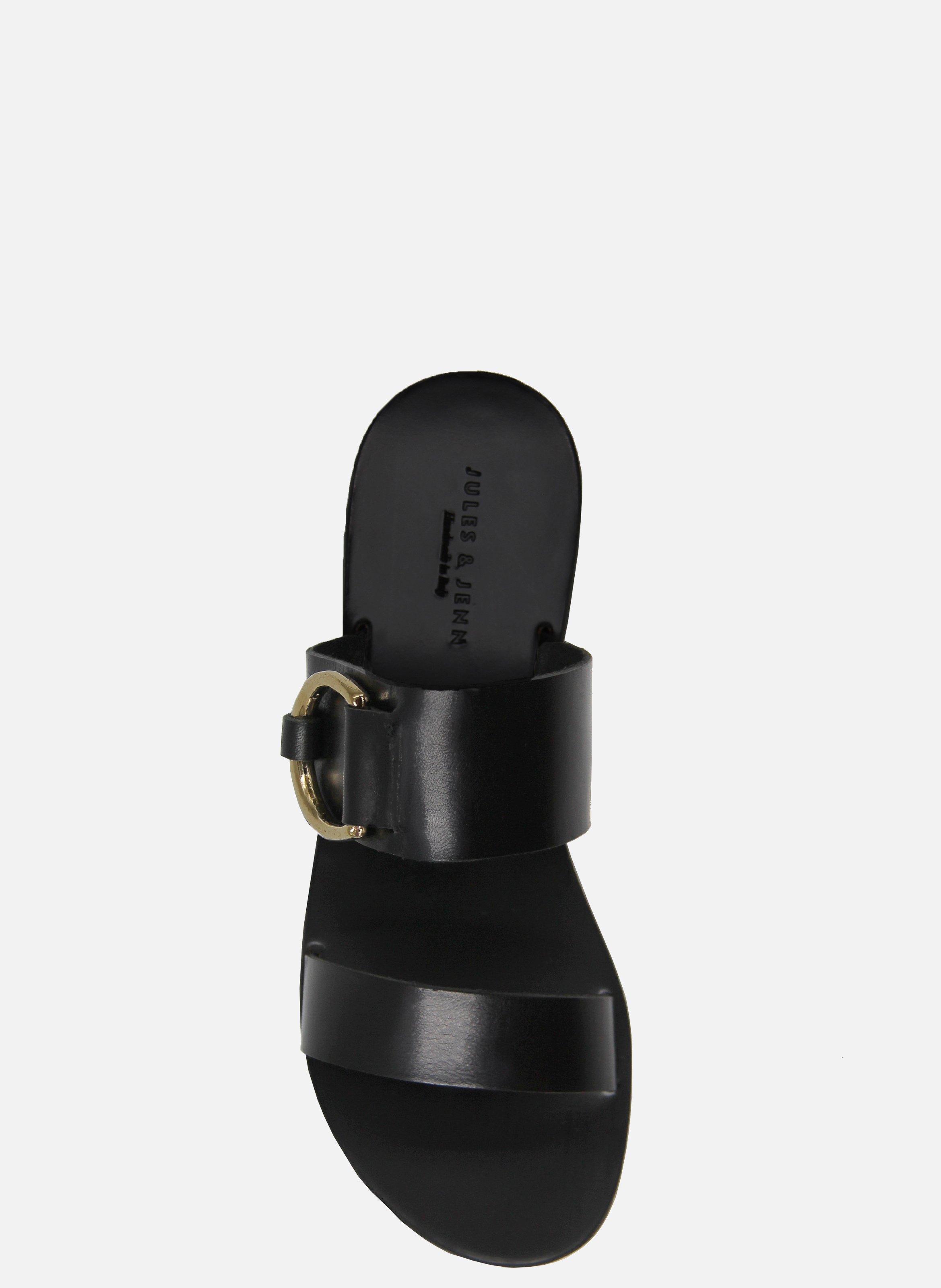 Leather sandals with buckle JULES & JENN Black