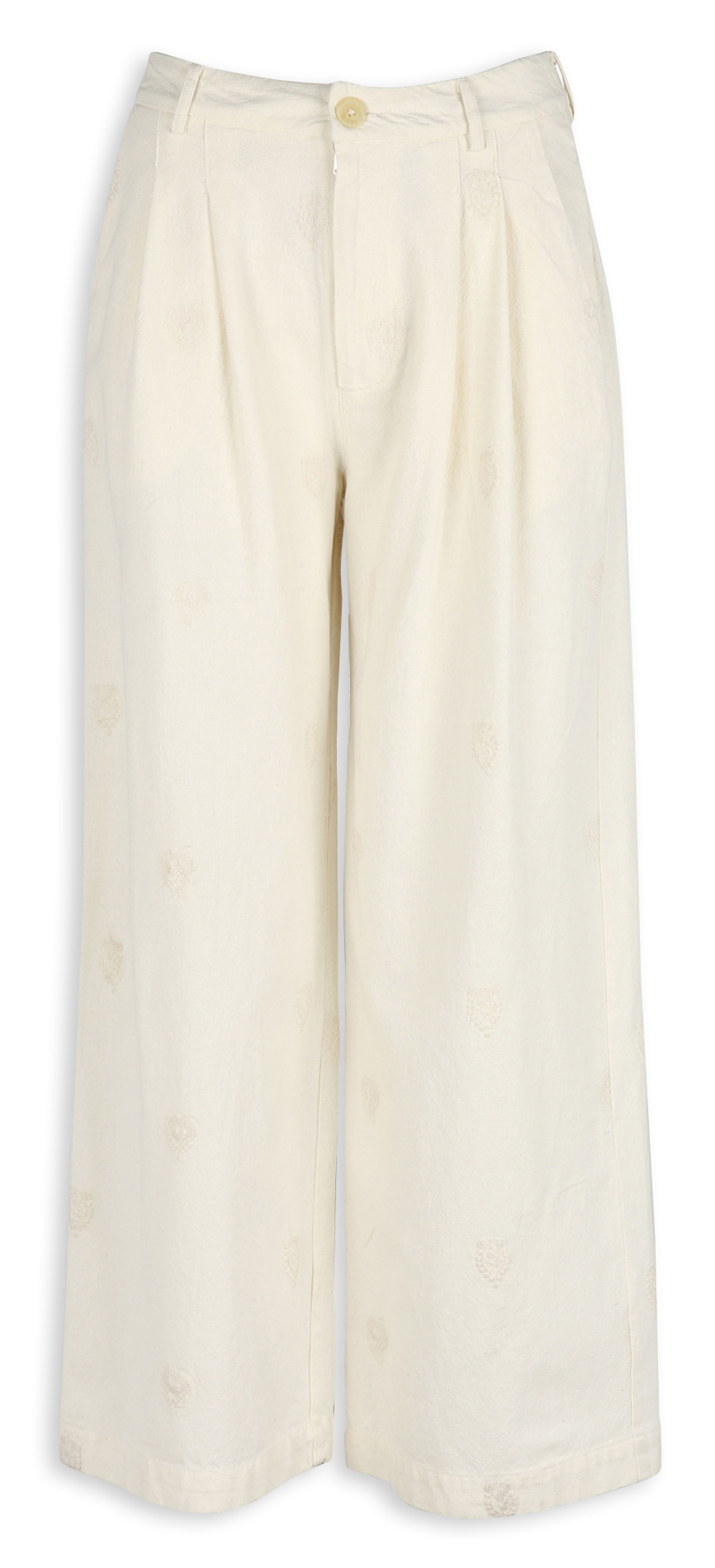 Wide-leg embroidered cotton pants MAISON HOTEL White