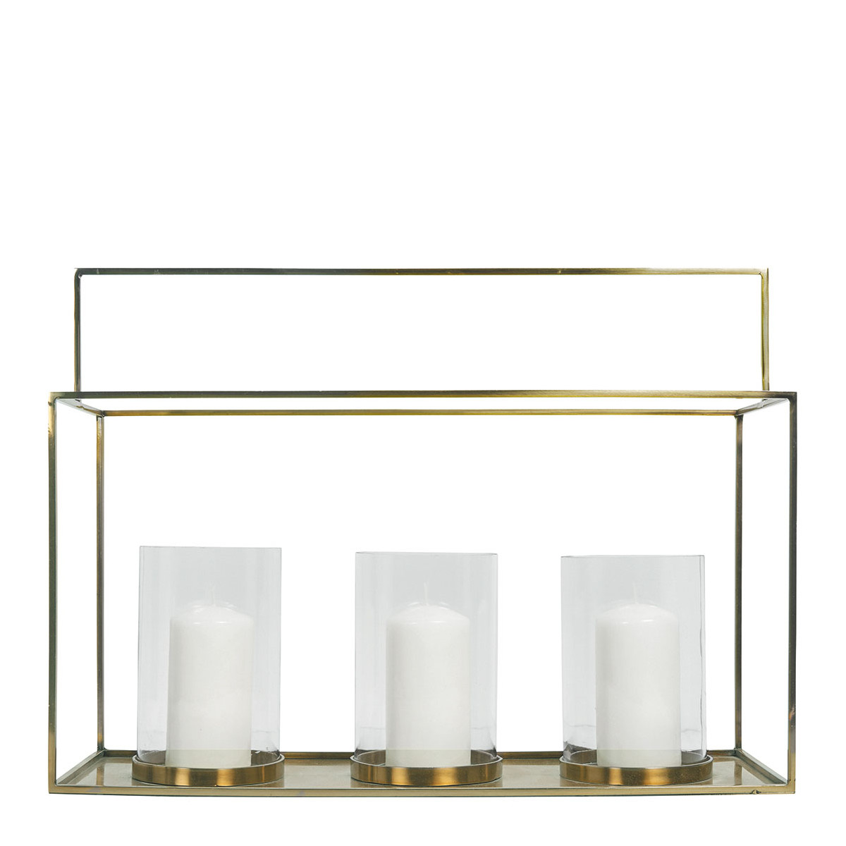 Hector 3-glass lantern in brass finish metal BLANC D'IVOIRE Golden