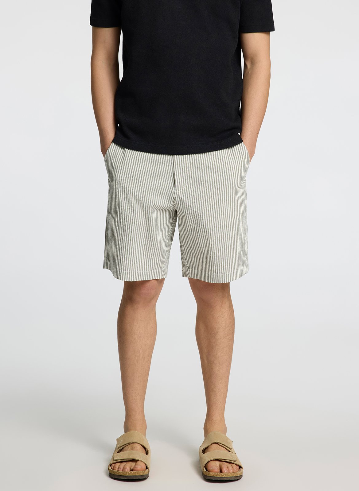Straight organic cotton-blend shorts SELECTED Blue