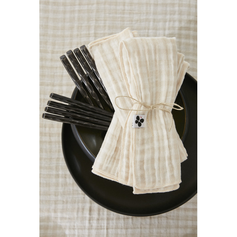 Set of 2 cotton muslin hand towels L'EFFET PAPILLON Multicolored