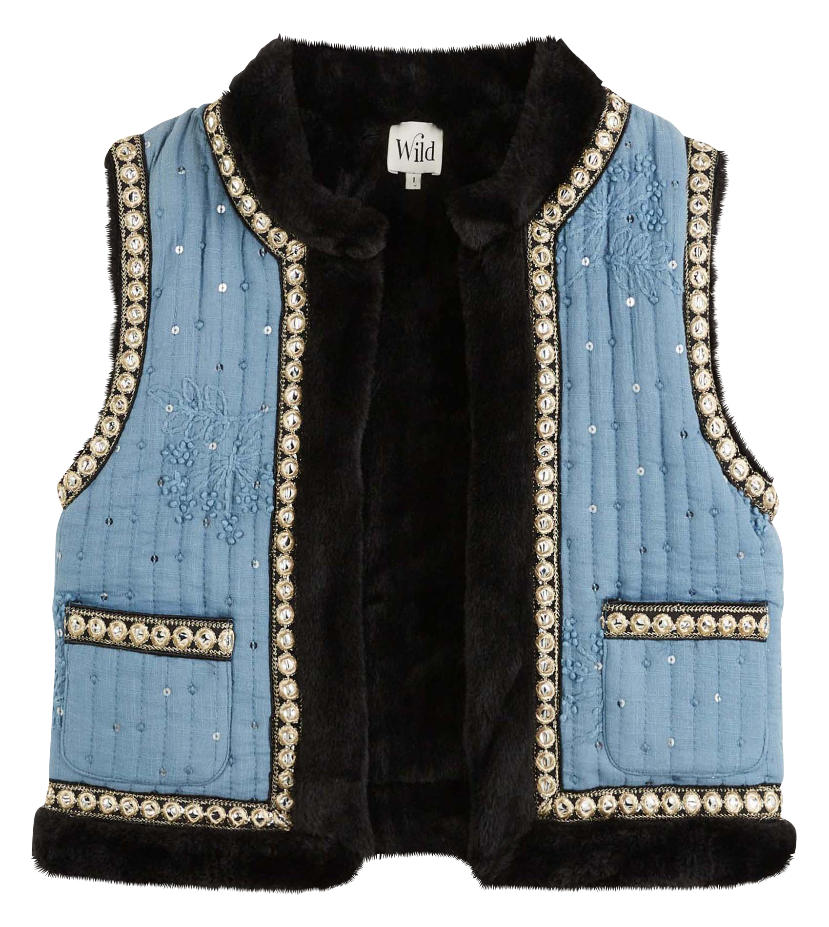 Straight cotton jacket WILD Blue