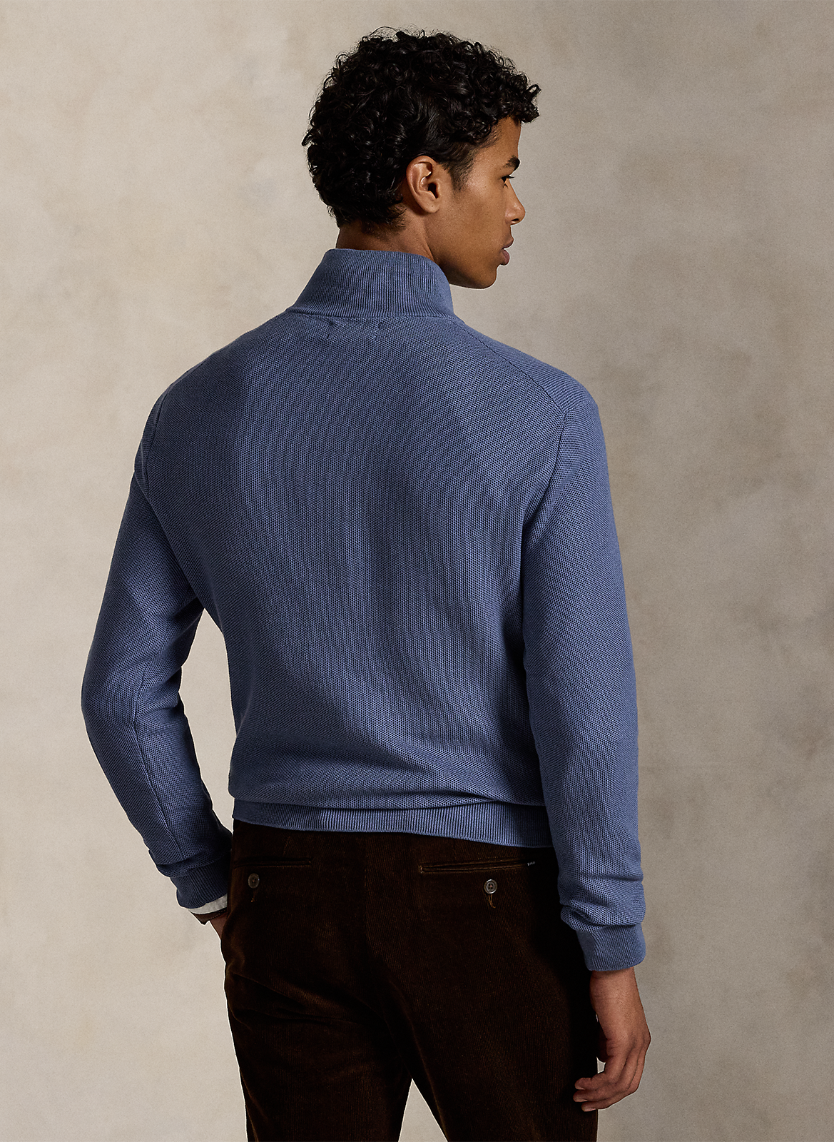 Cotton piqué high-neck zipped sweater POLO RALPH LAUREN Blue