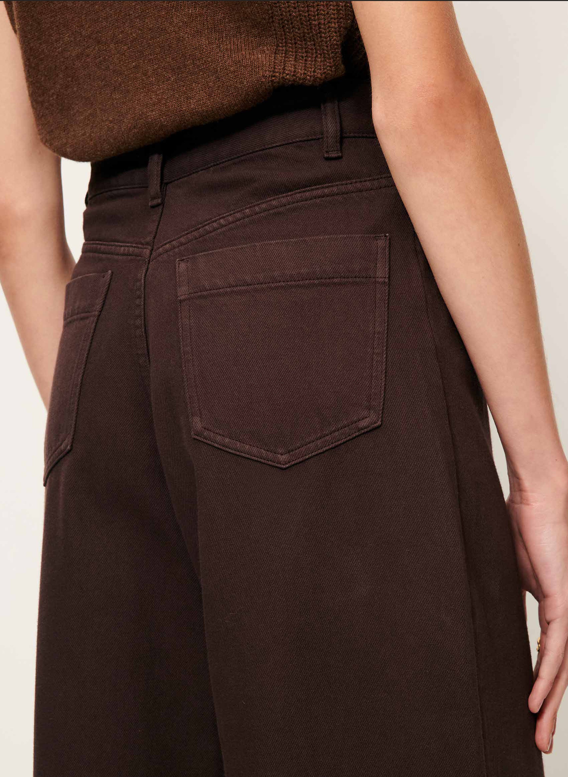 High-rise wide-leg cotton jeans SESSUN Brown