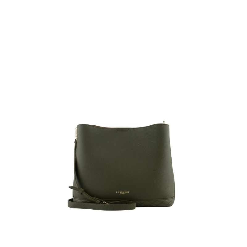 Satchel - cowhide leather POURCHET Khaki