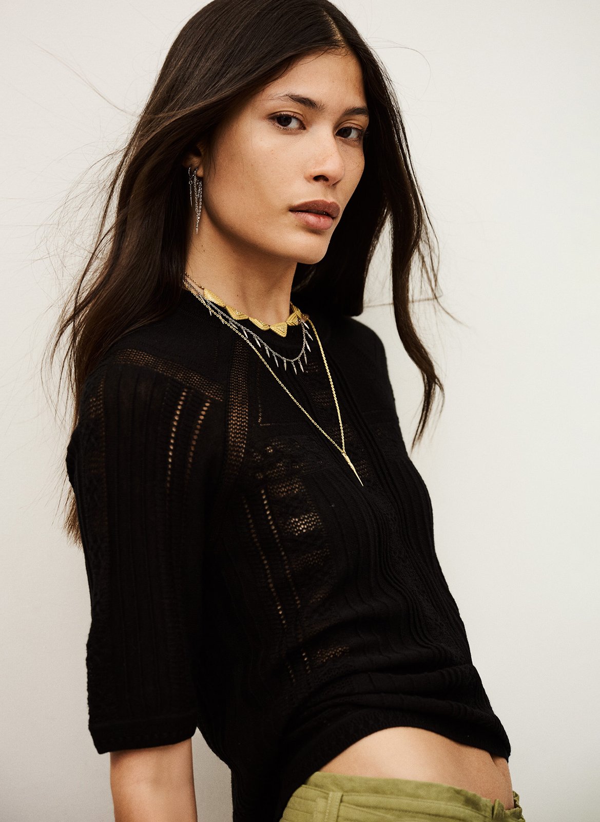 Round-neck wool-blend sweater BA&amp;SH Black