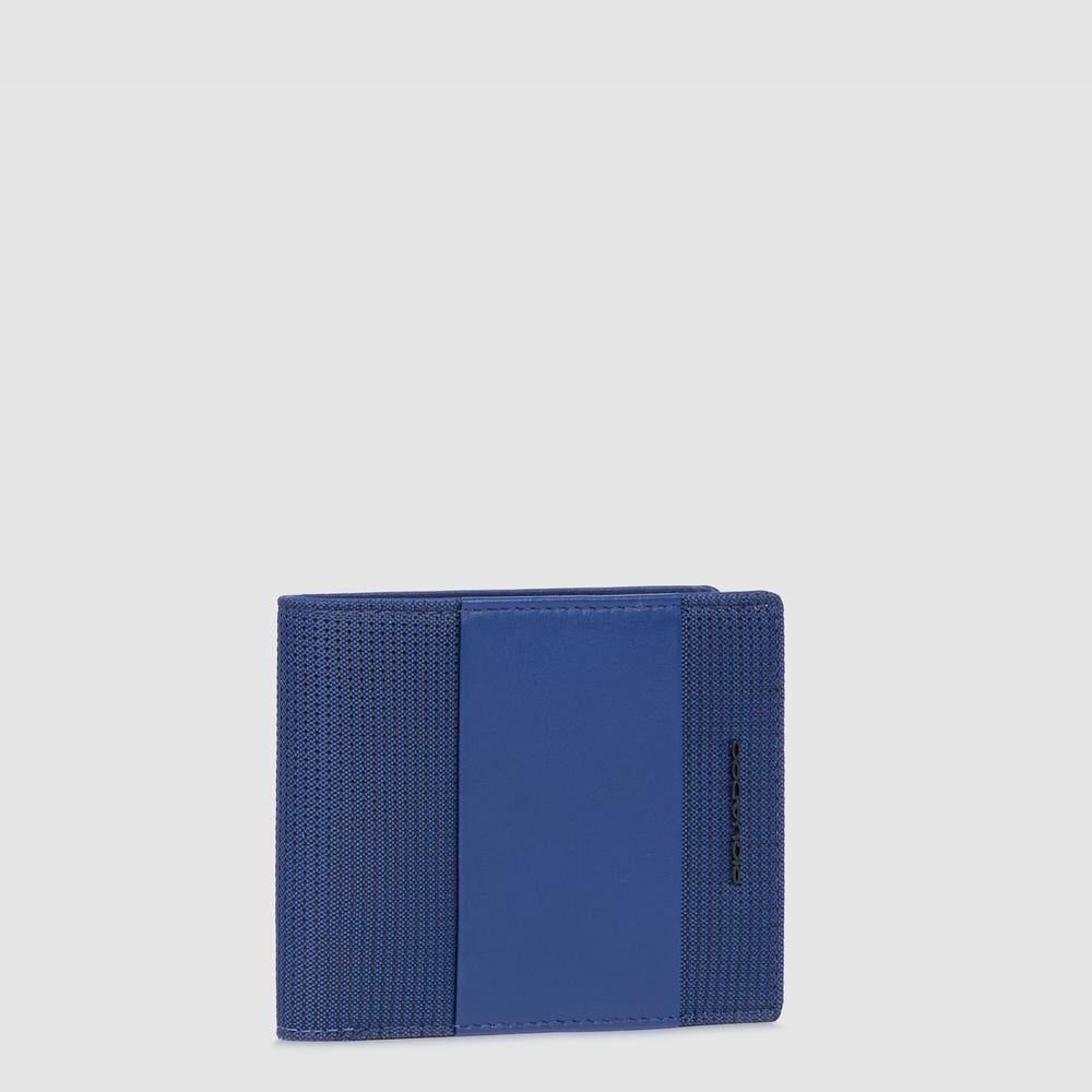 Men's wallet with coin pocket, credit card slots, removable flap, and RFID protection PIQUADRO Blue
