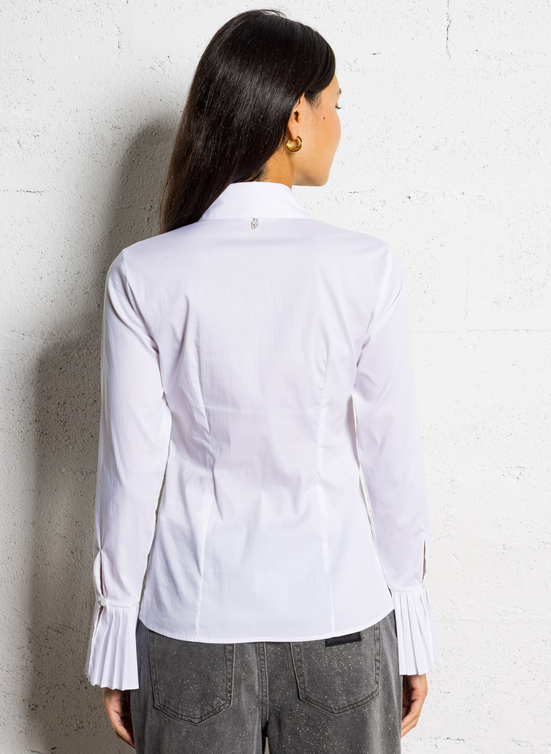 Bluse aus Baumwoll-Mix mit klassischem Kragen LIU JO Weiss