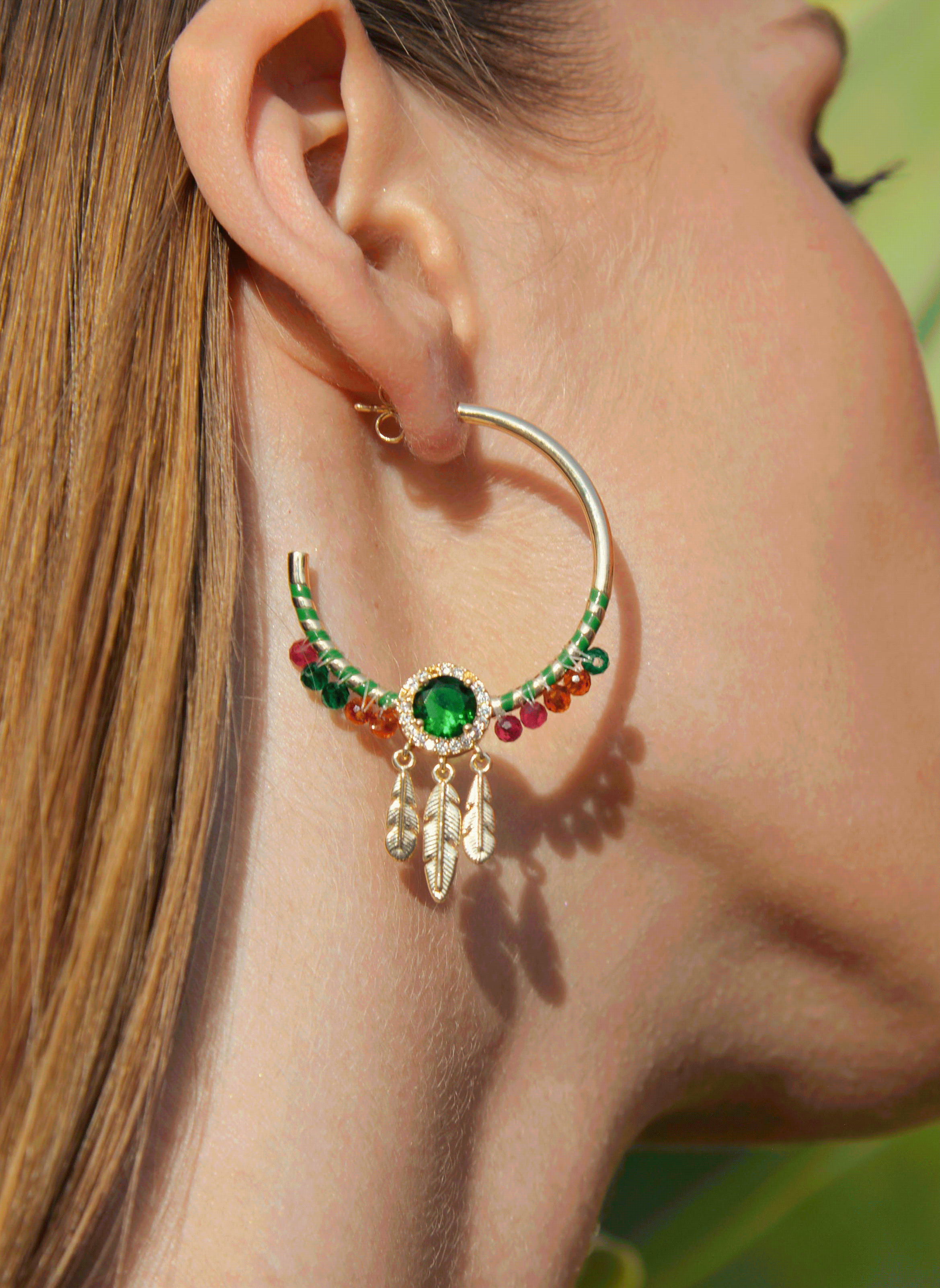 Earrings with dangling charms HIPANEMA Green