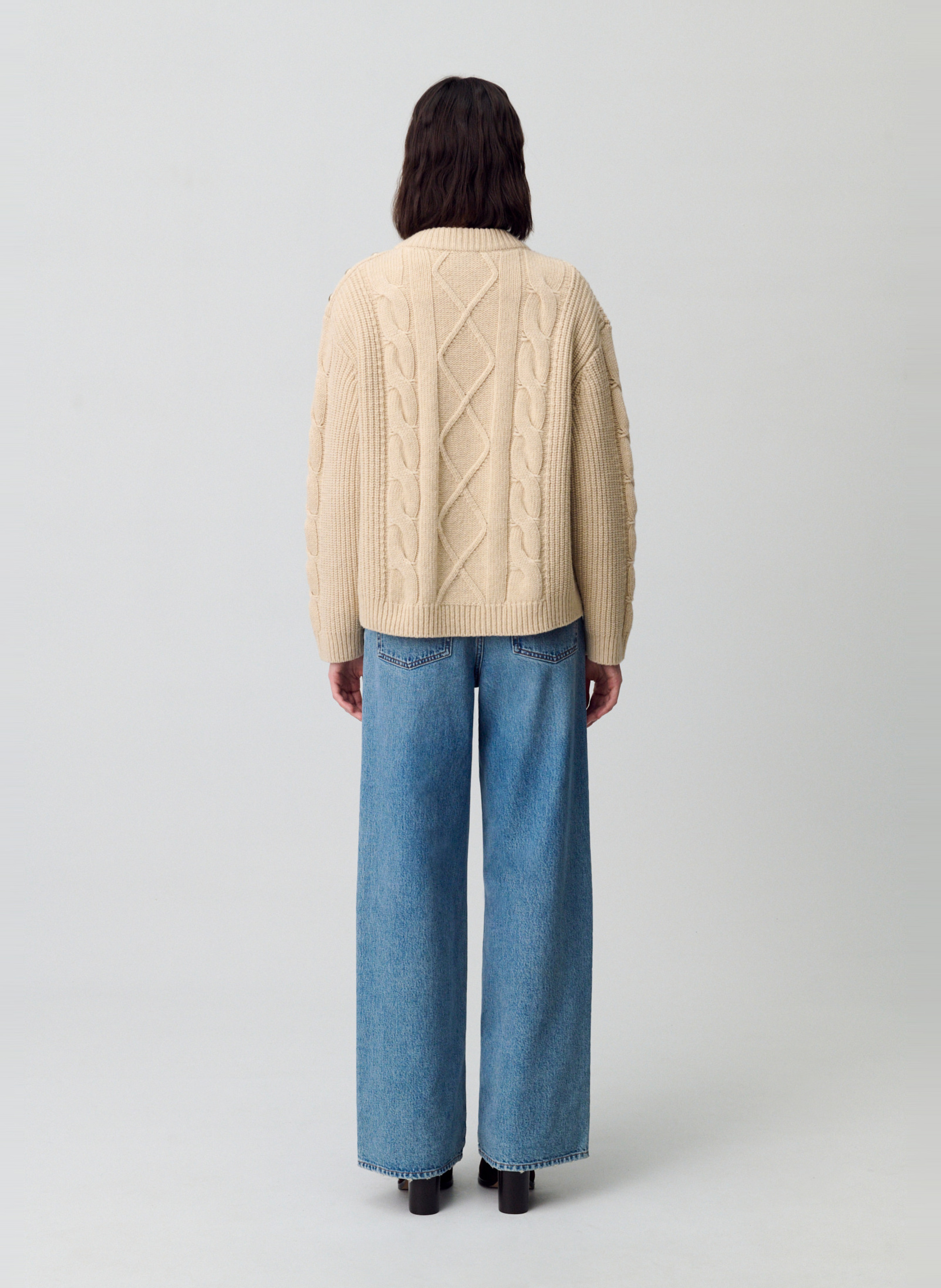 Pull oversize col rond en laine mélangée CLAUDIE PIERLOT Beige