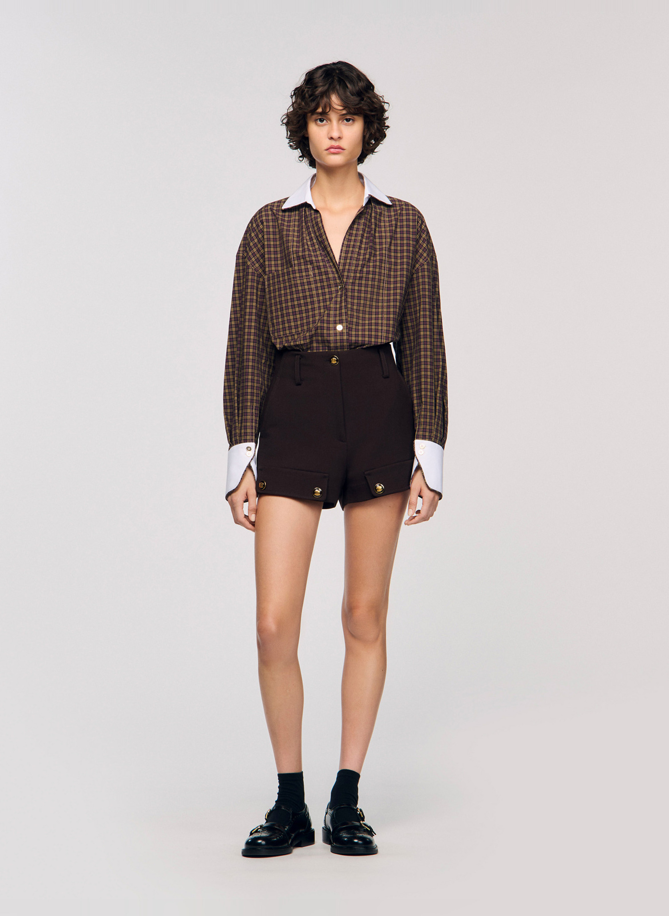 Checked shirt with classic collar SANDRO Red