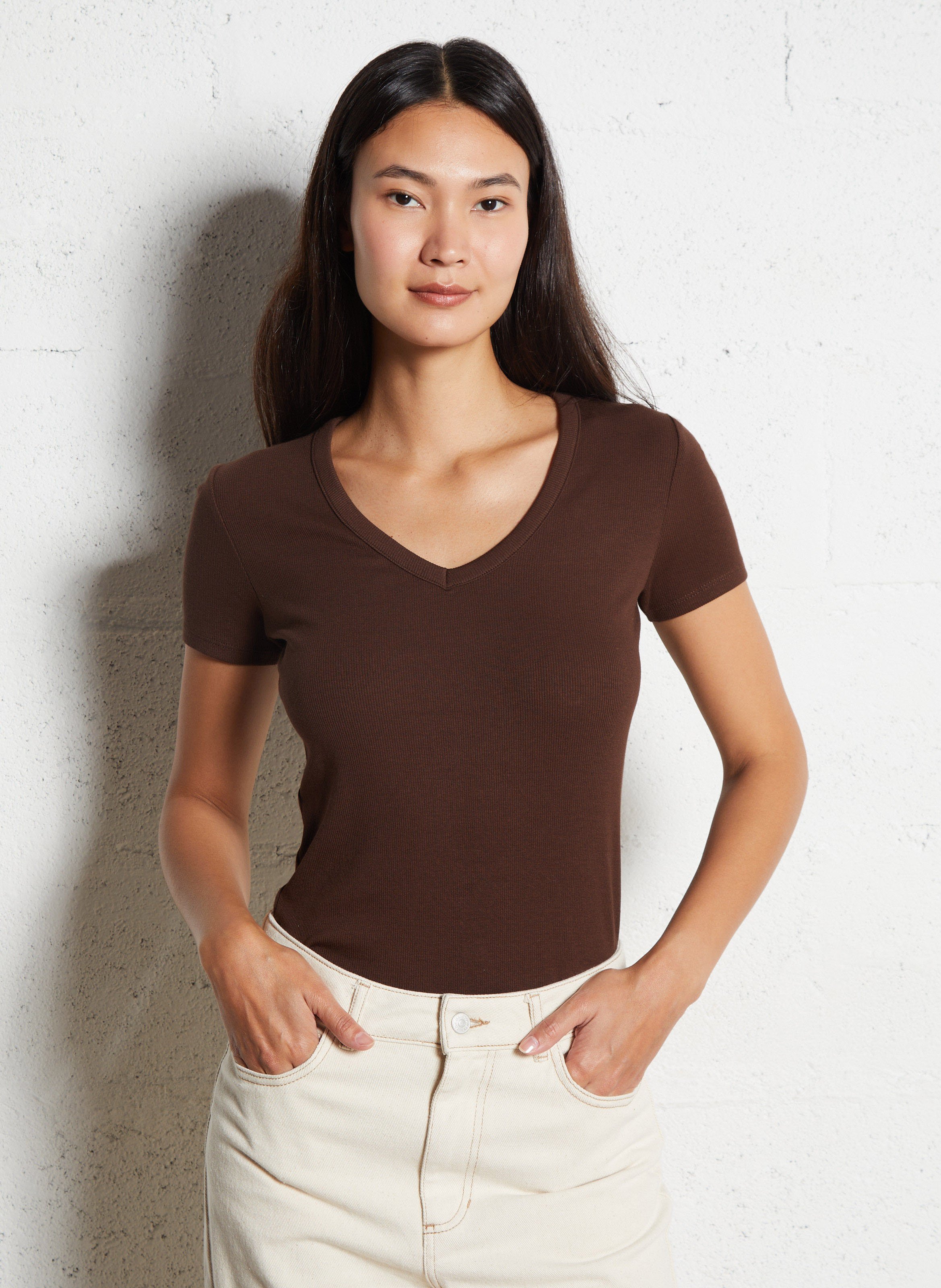 Baumwoll-T-Shirt mit V-Ausschnitt MAISON 123