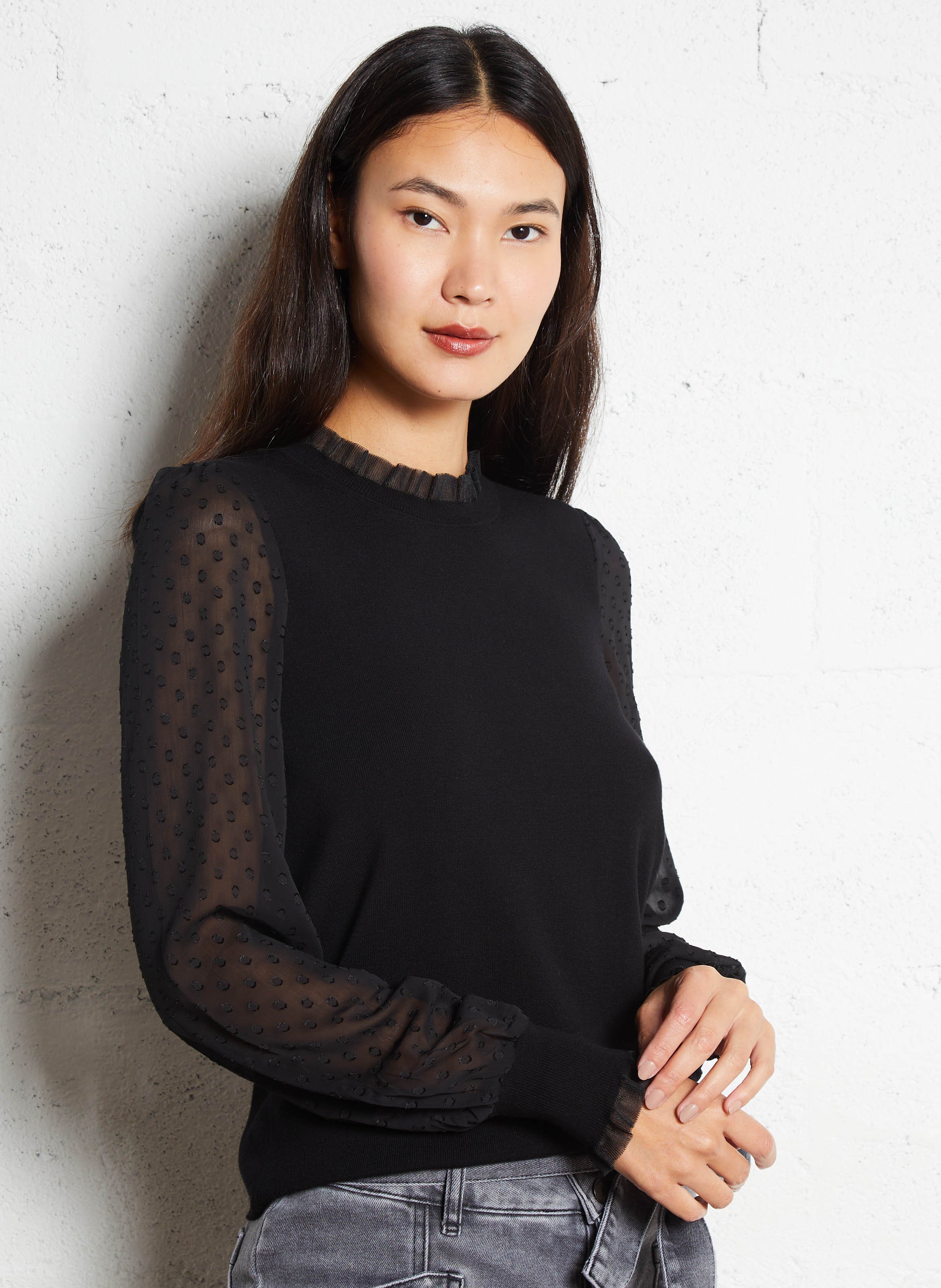 Ipolit - Pullover aus Materialmix IKKS Schwarz