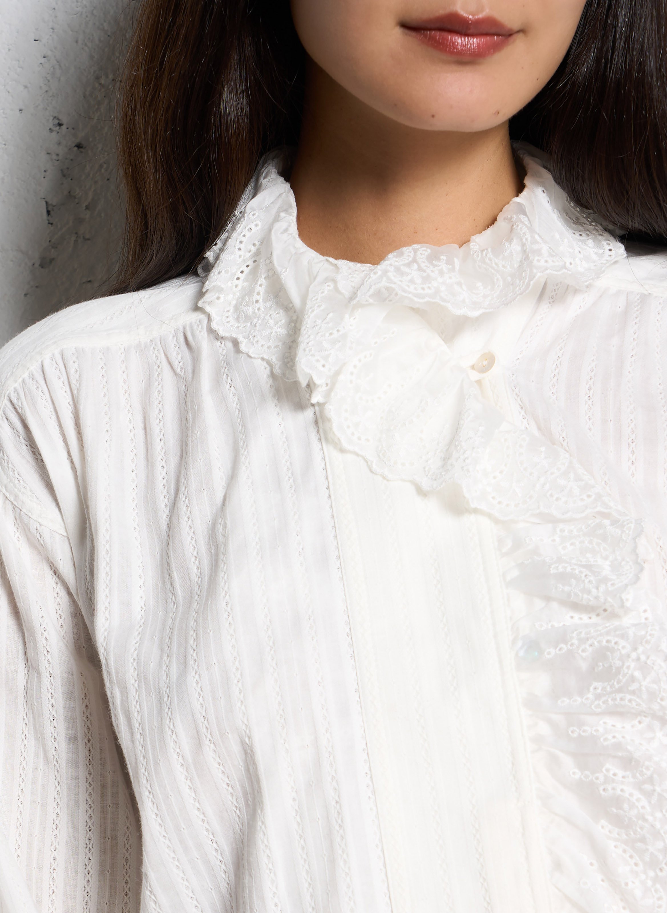 Cotton shirt with ruffled collar SOPHIE+LUCIE Beige