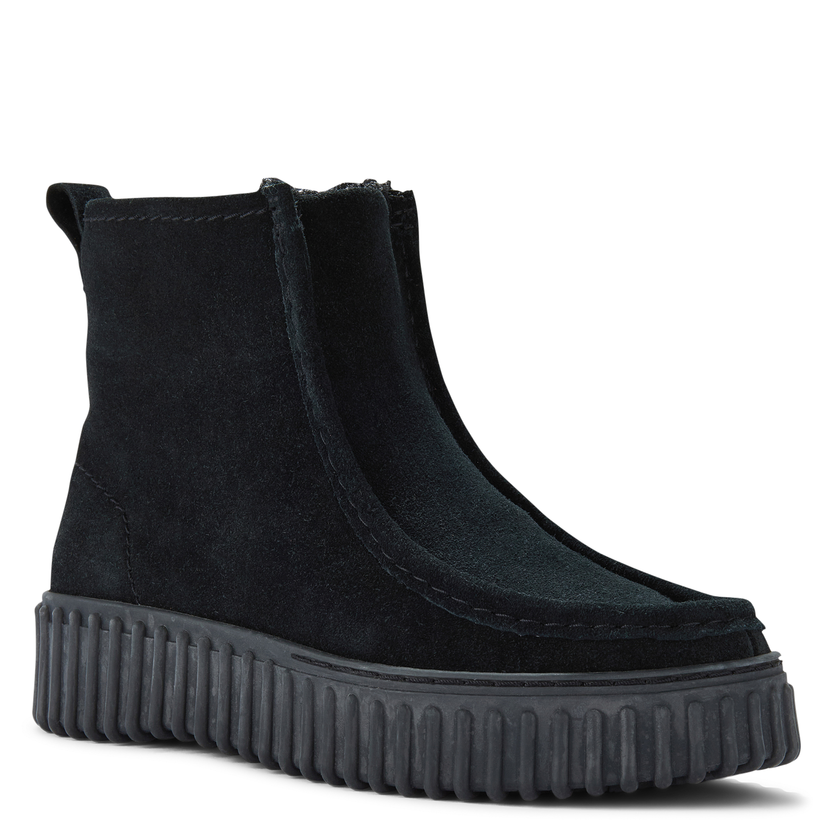 Effen leren enkellaarzen met textuur CLARKS Zwart