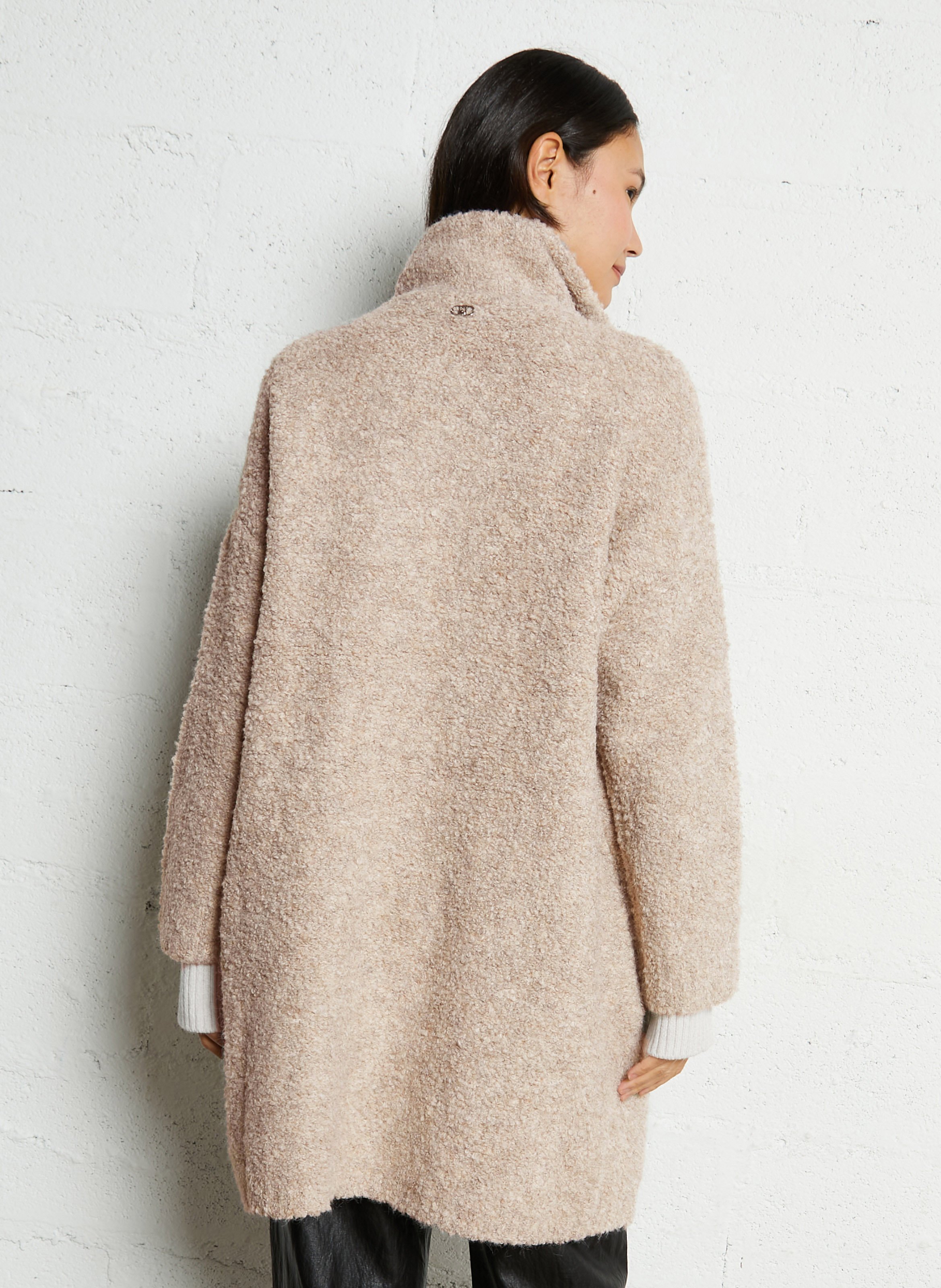 Weiter Mantel mit Stehkragen und Bouclé-Muster LIU JO Beige