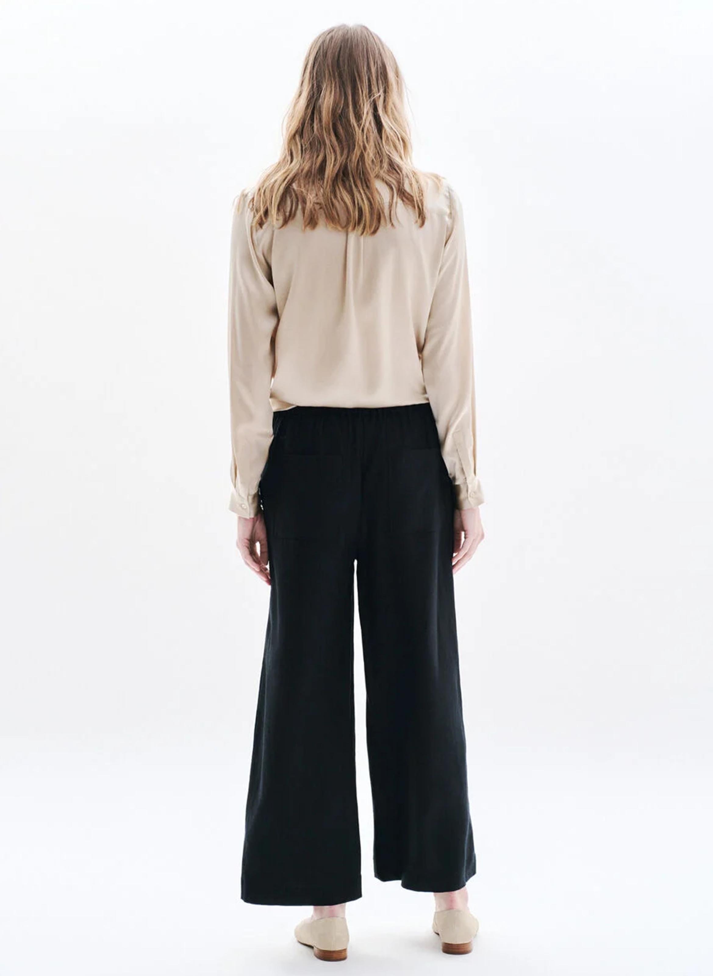 Pantalon large en lin CAROLL Noir