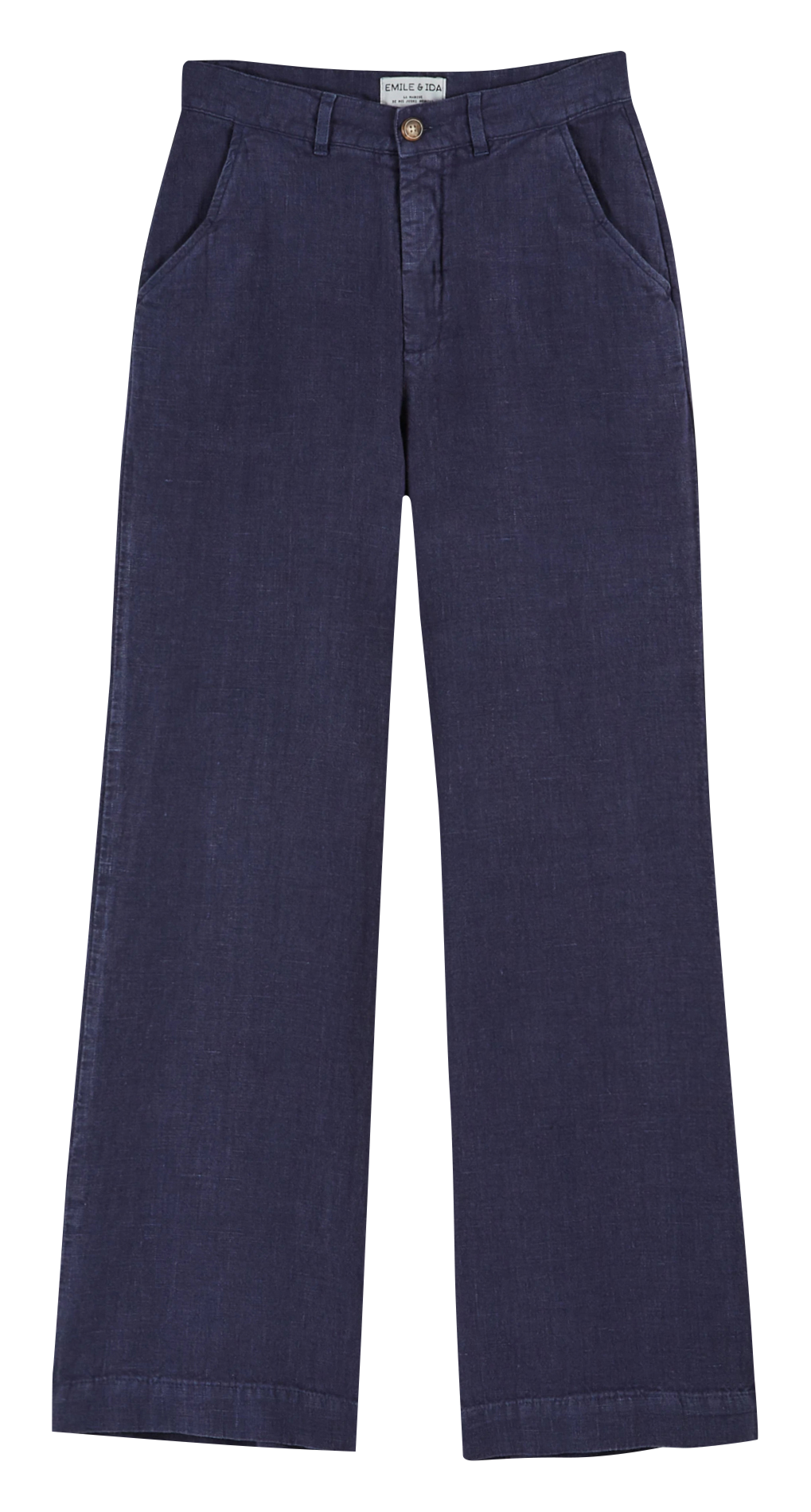 Pantalon droit en lin Bleu