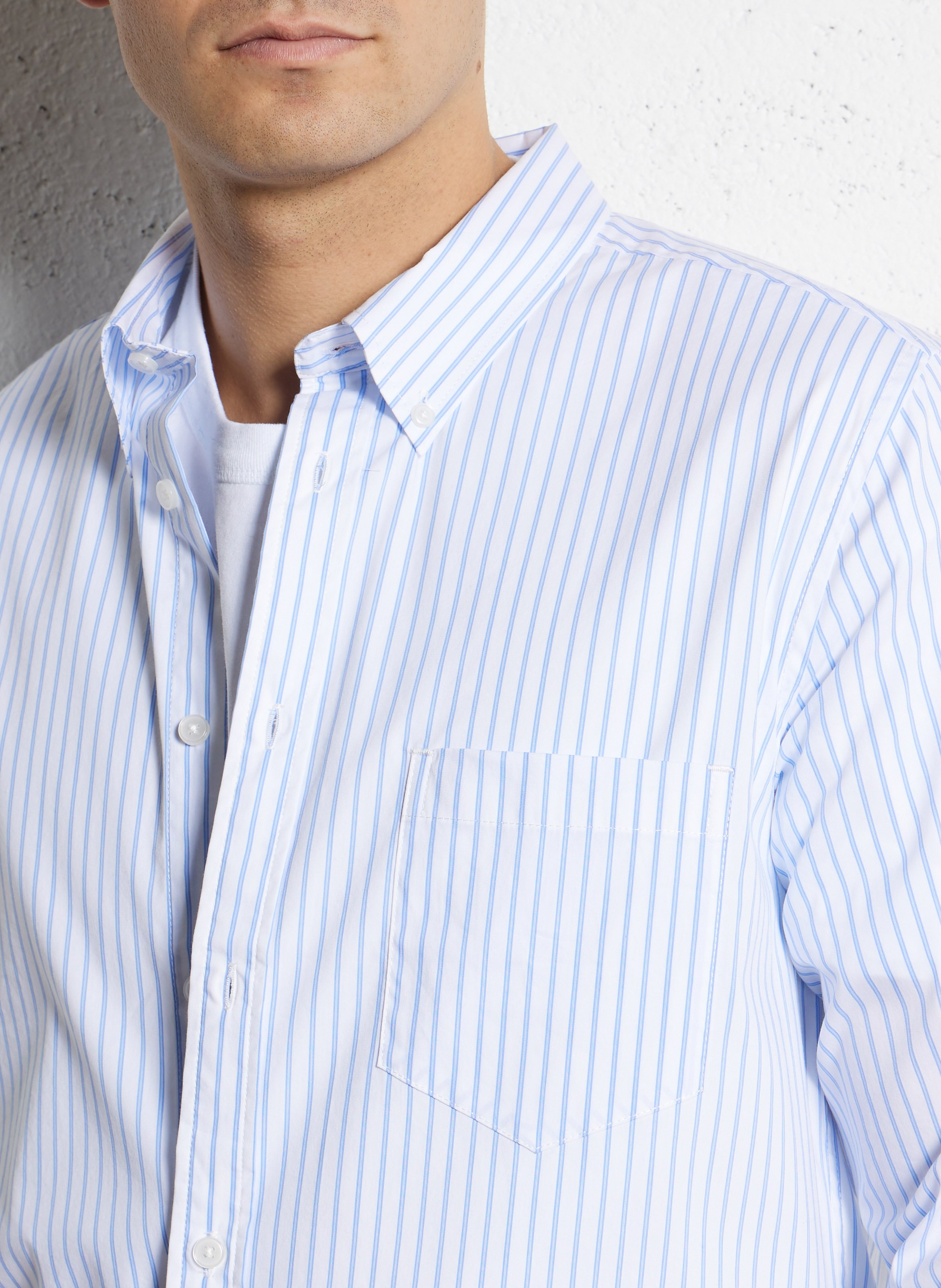 Straight-cut cotton-blend shirt with classic collar MINIMUM Blue