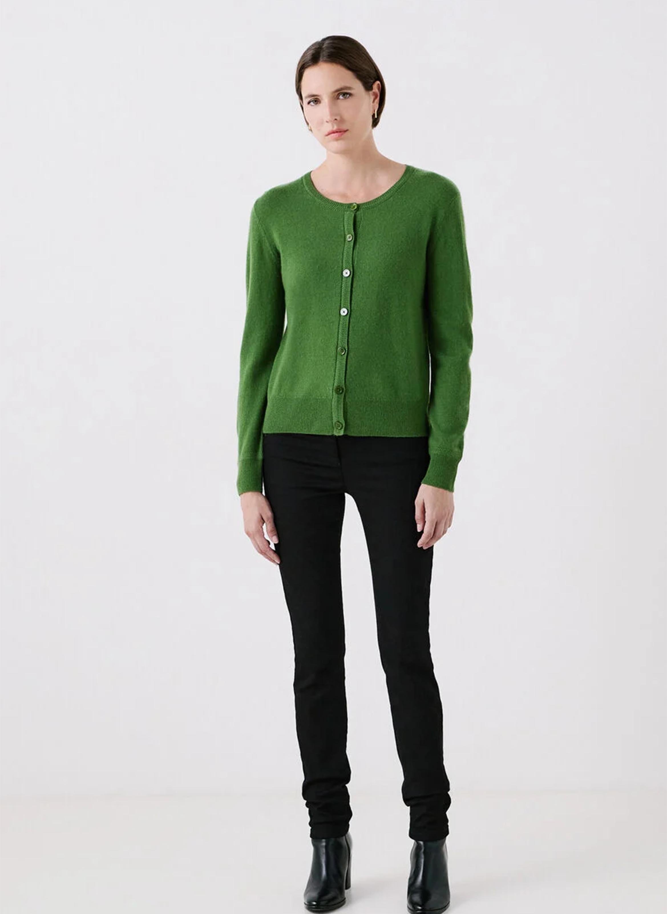 Gilet en cachemire col rond CAROLL Vert