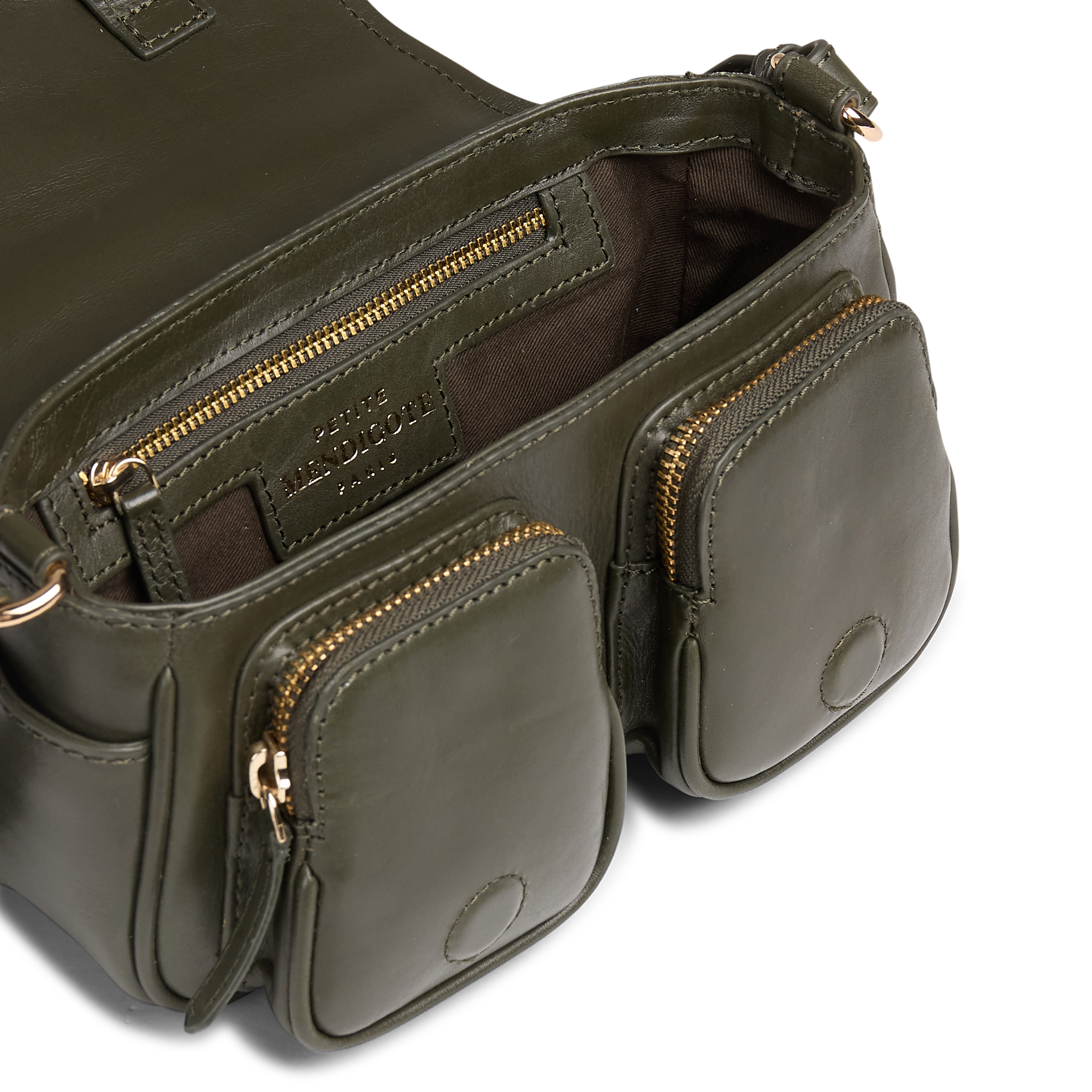 Schultertasche aus Lackleder PETITE MENDIGOTE Grun