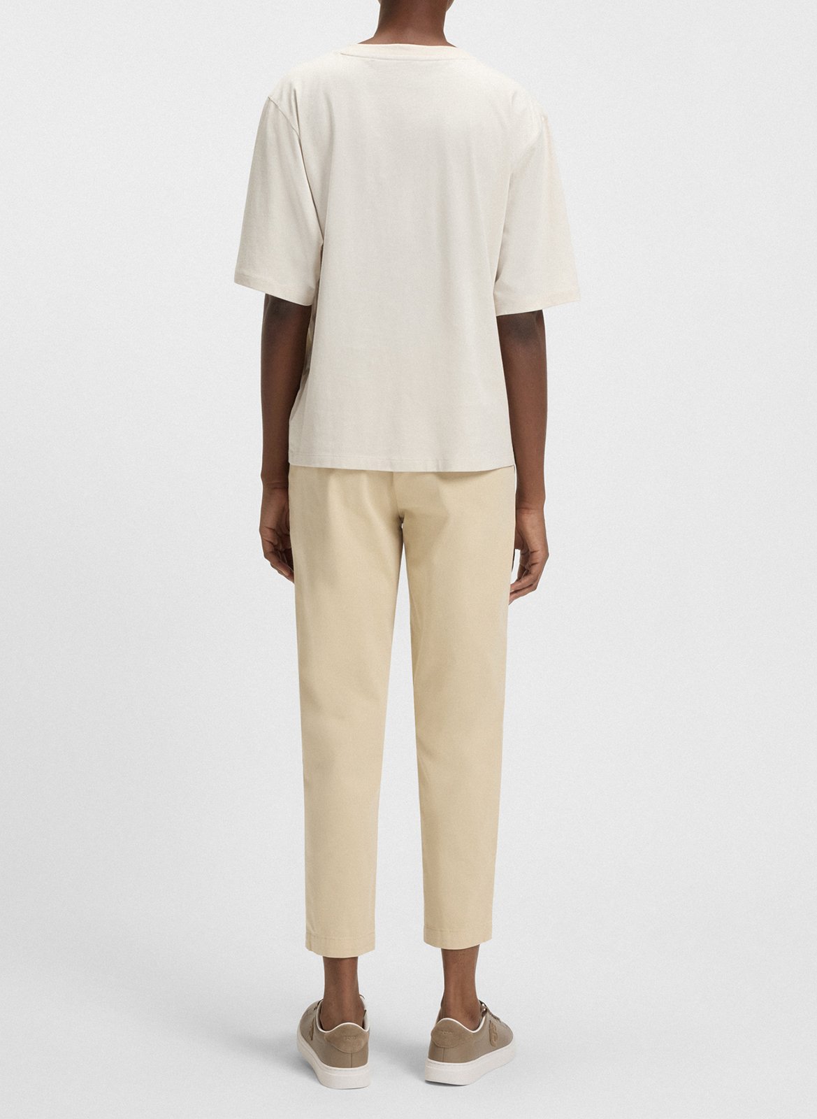 Tee-shirt ample col rond en coton BOSS Beige