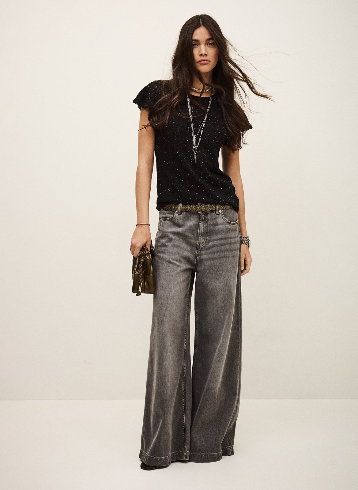 Rechte top van tricot met ronde hals BA&SH Zwart