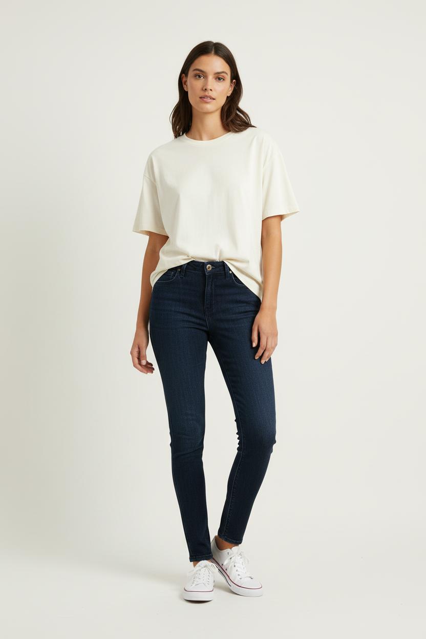 Cropped slim jeans with studs LEE - Seconde Main Blue