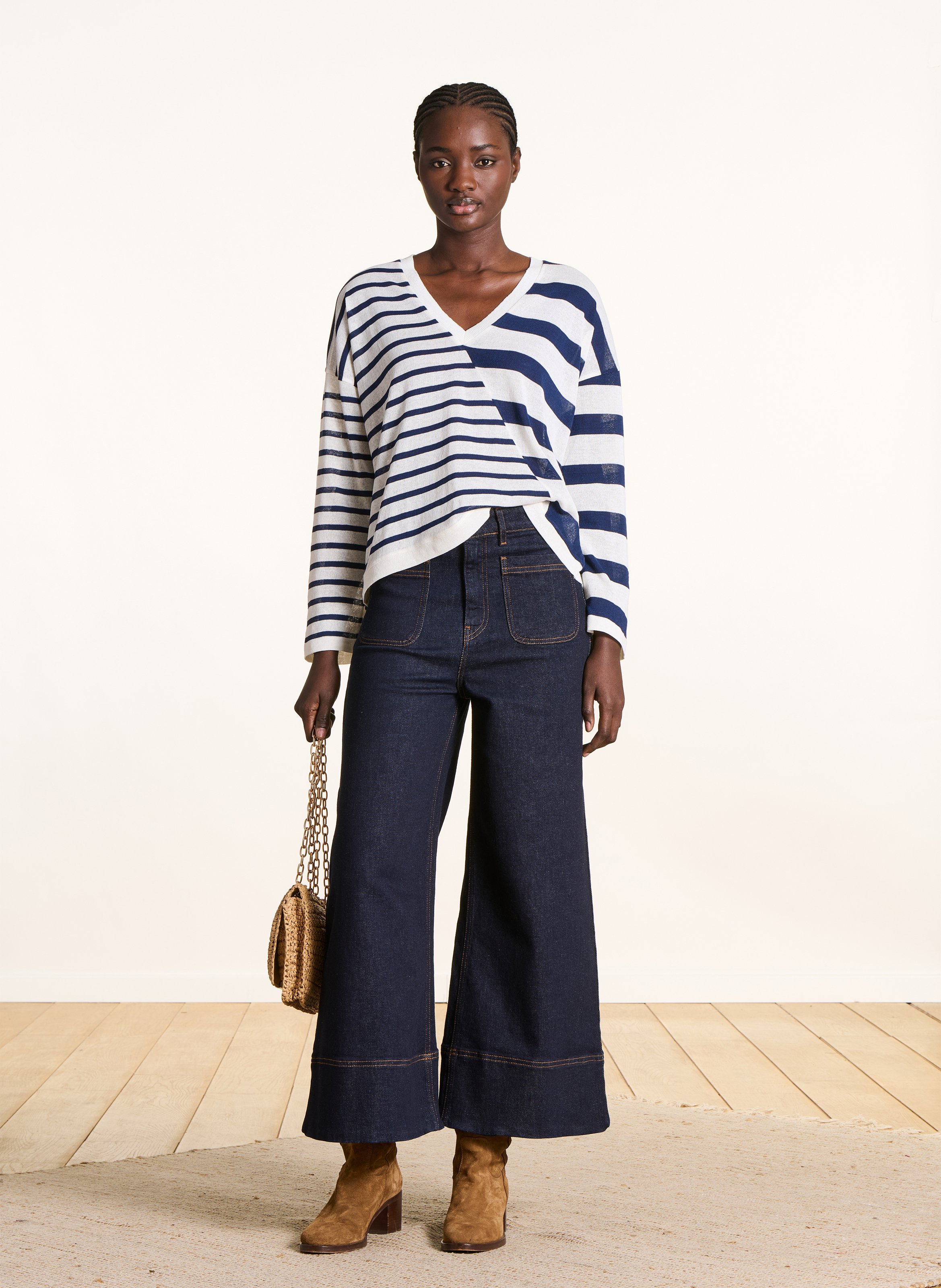 Pull oversize en coton recyclé mélangé LA FEE MARABOUTEE Blue