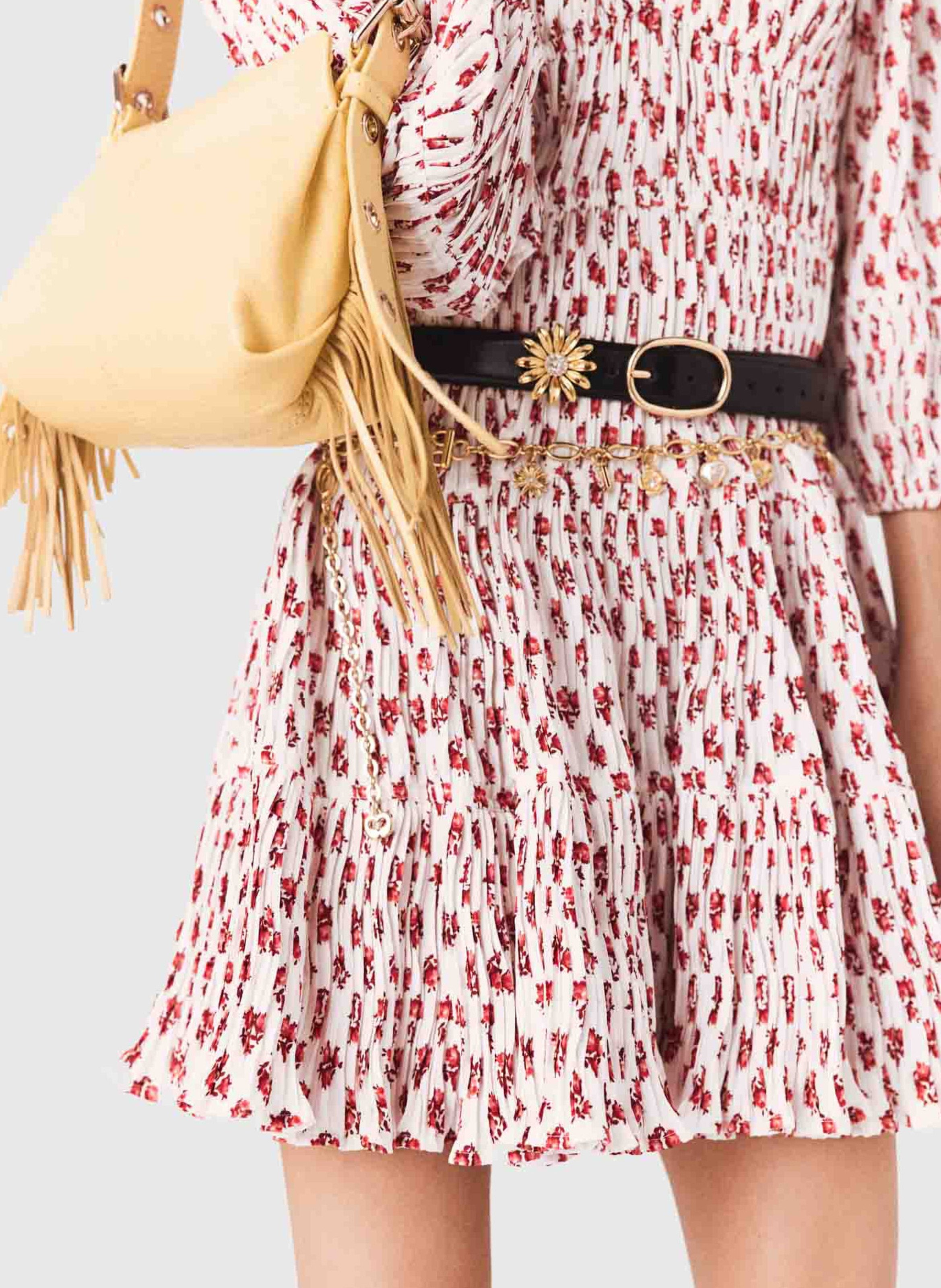 Halflange jurk met V-hals en print MAJE Rood