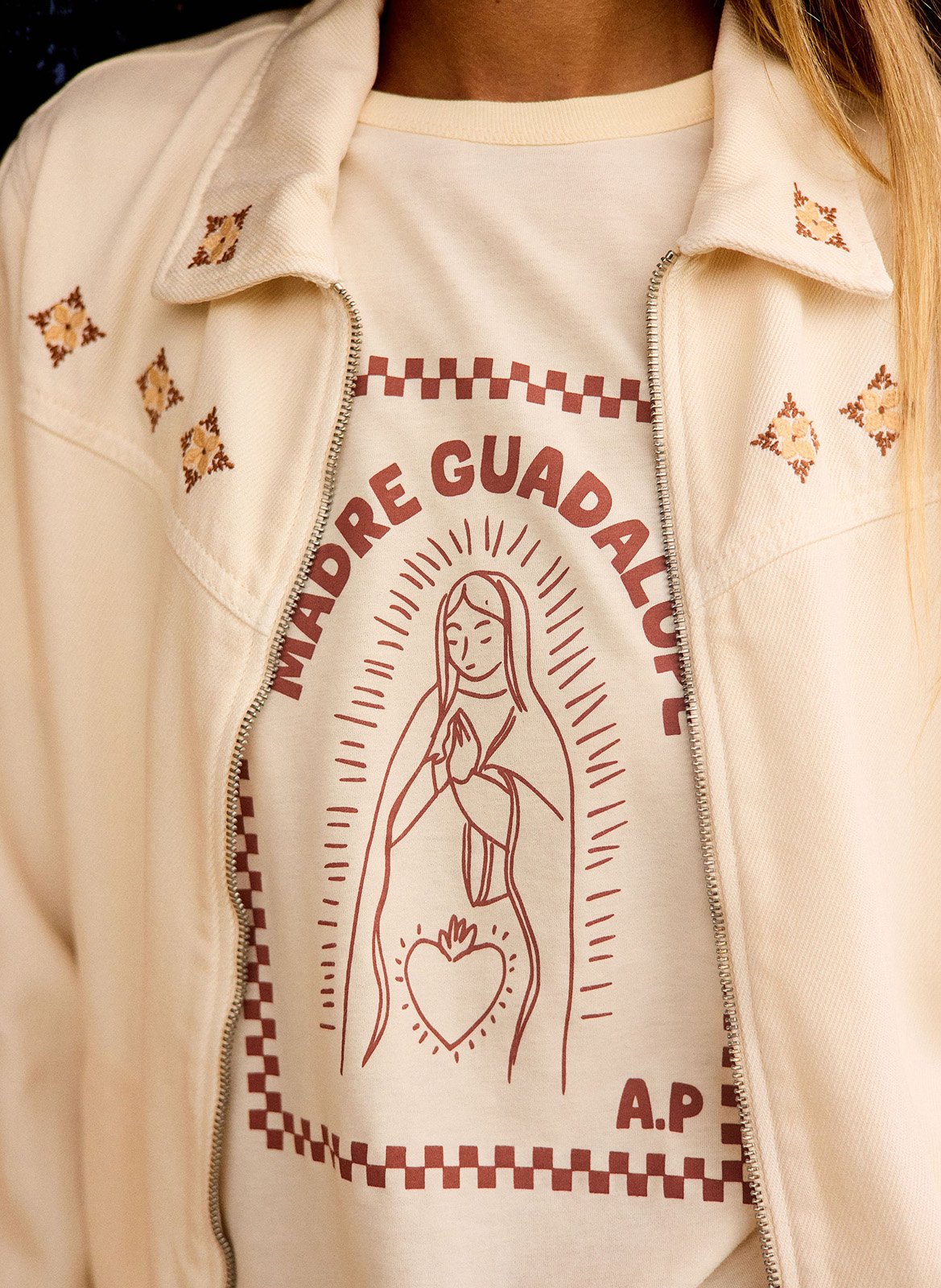 Recht T-shirt van biokatoen A.P Beige