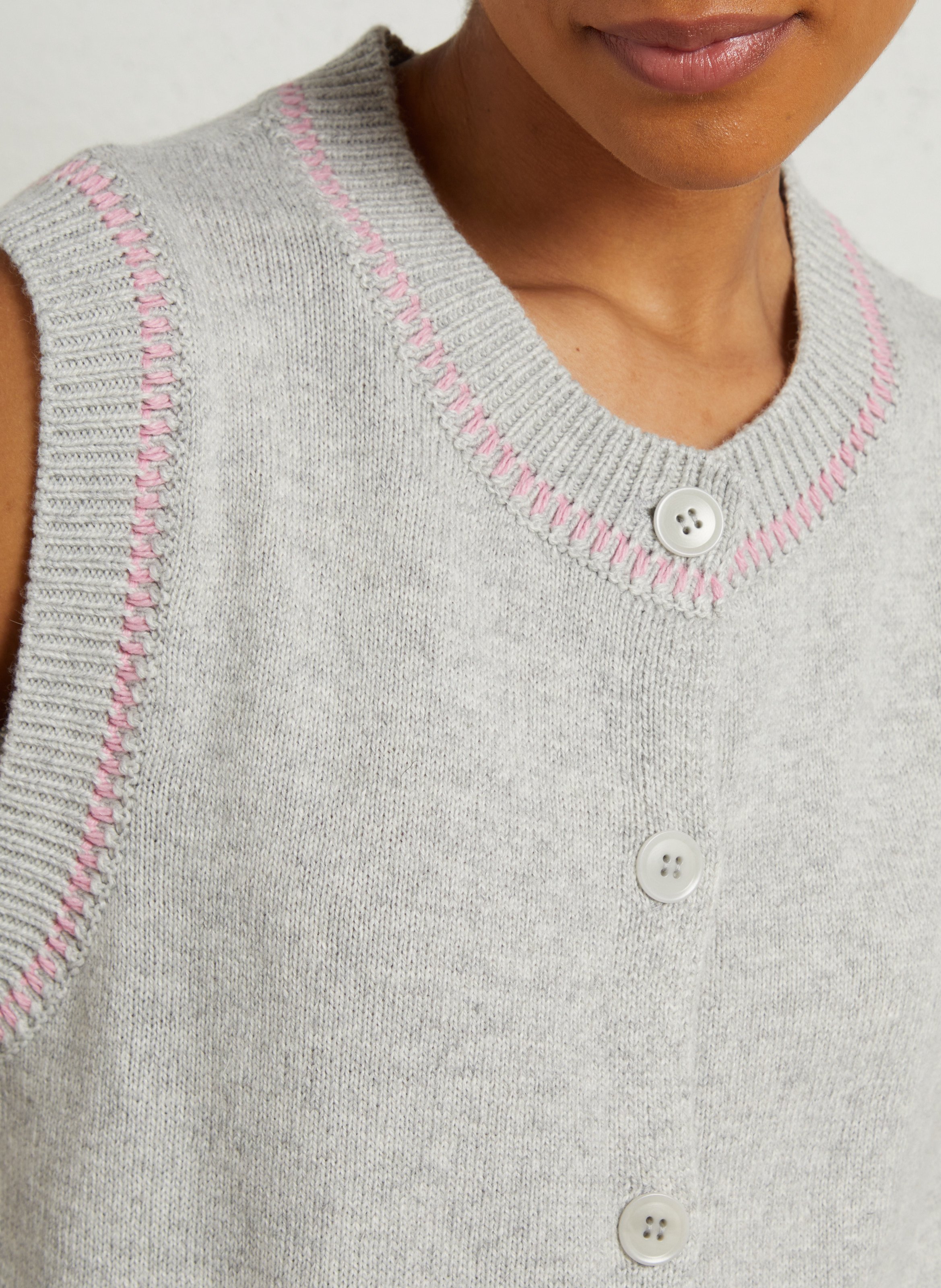 Straight round-neck knit cardigan MAISON ANJE Silver
