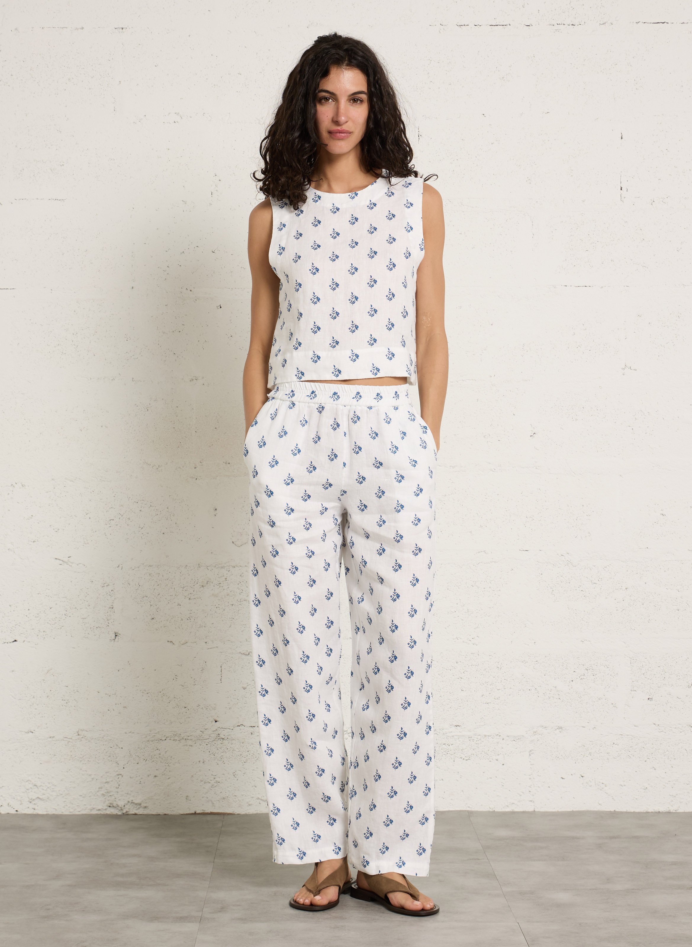 Rechte broek van linnen Wit