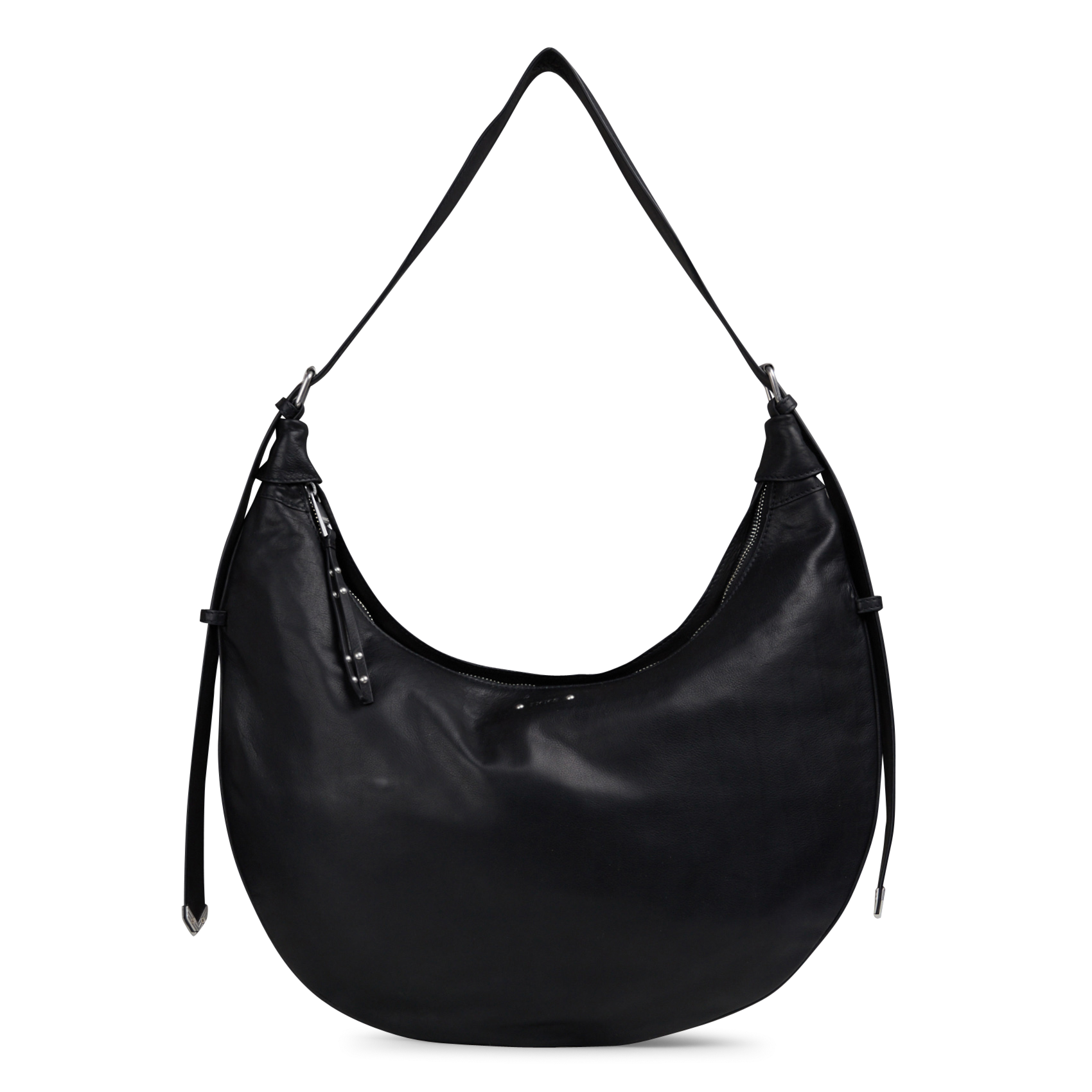 Sac demi-lune en cuir grainé IKKS Noir