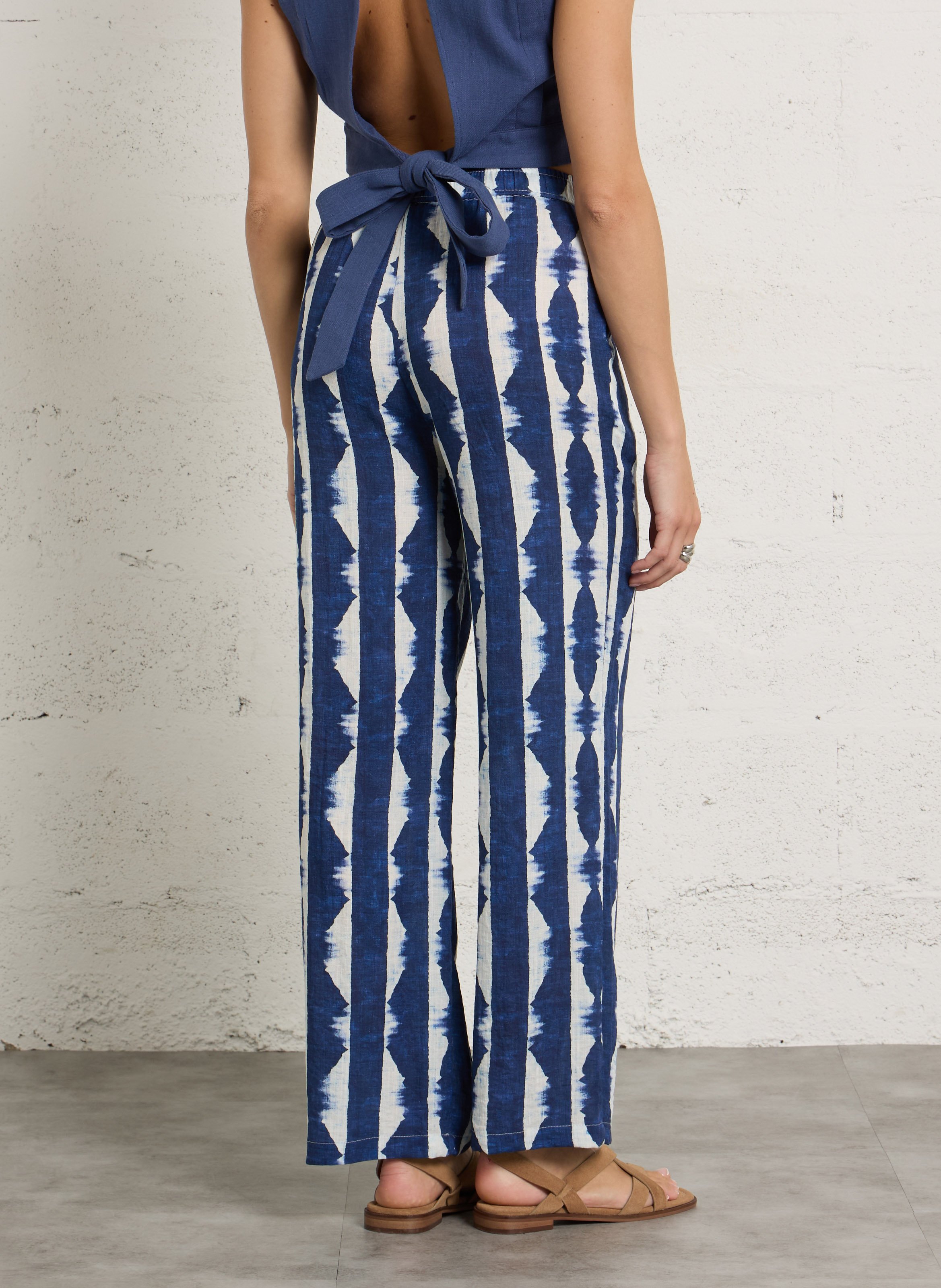 Bazimodo fluid printed wide-leg trousers THE KORNER Blue